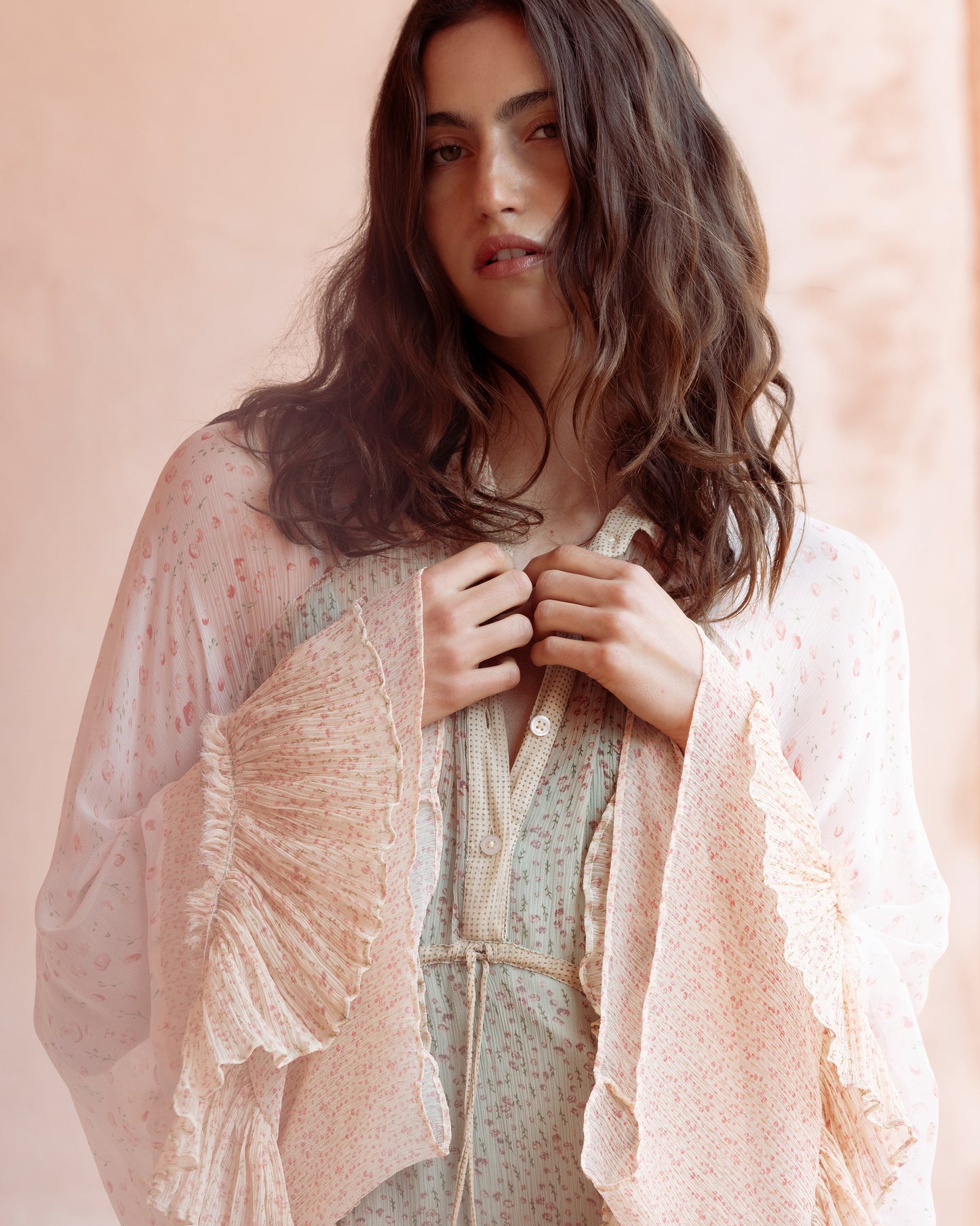 Robe Lubud - Bleu : Robe longue bohème à volants Mes Demoiselles