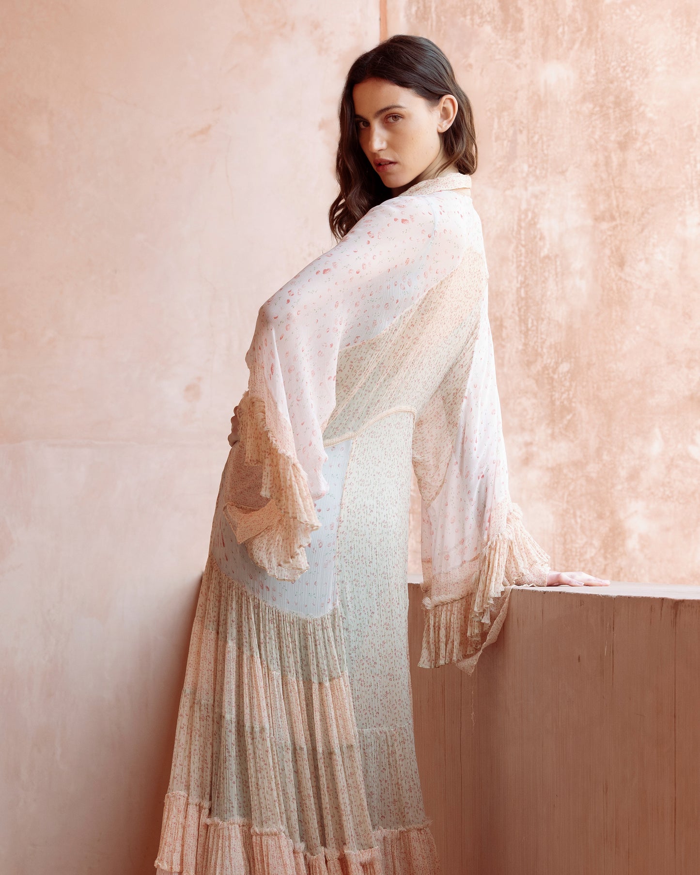 Robe Lubud - Bleu : Robe longue bohème à volants Mes Demoiselles