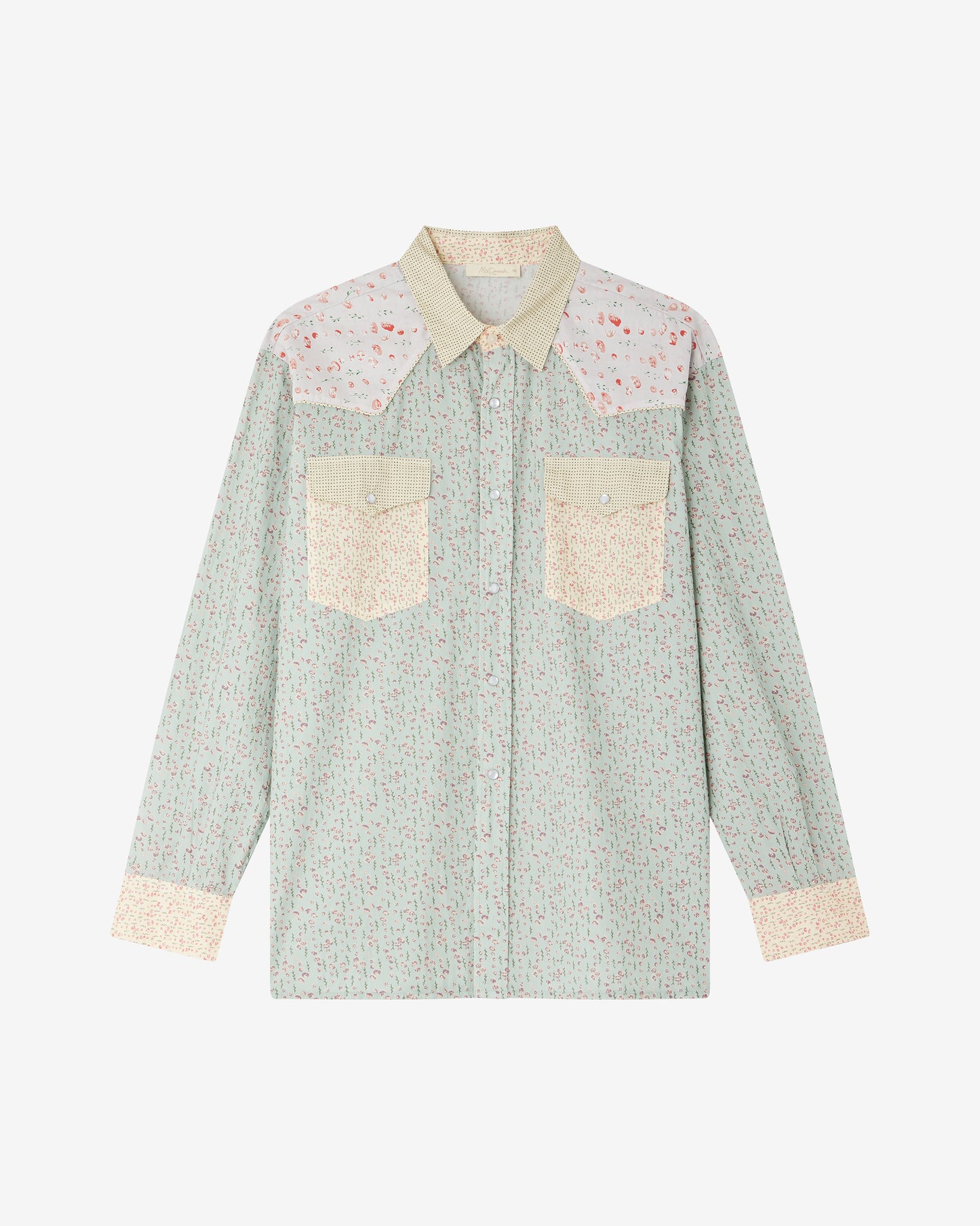 Chemise Lun - Bleu : Chemise en patch de liberty à détails western Mes Demoiselles