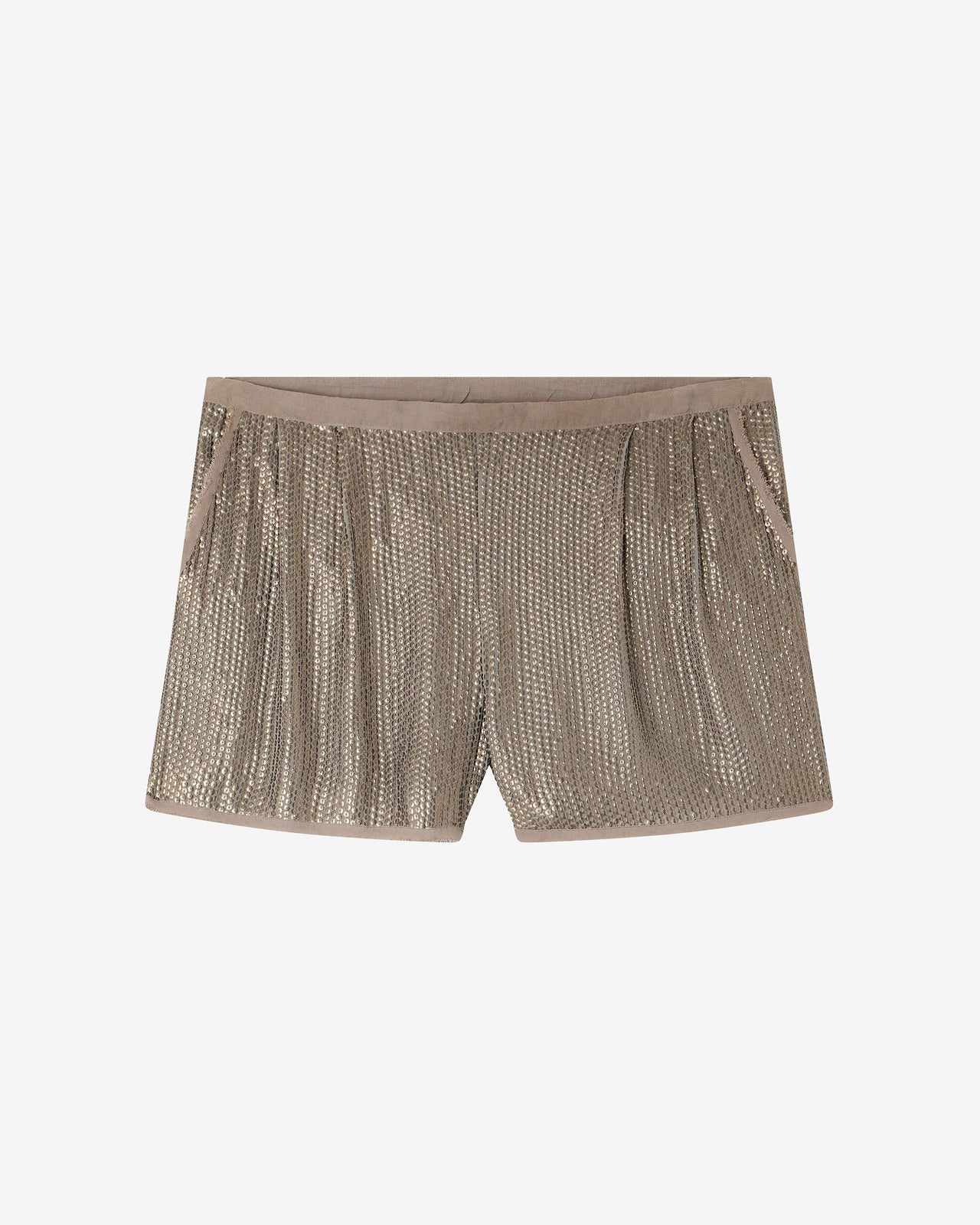Short en paillettes de viscose kaki - Jupes & shorts Mes Demoiselles - Image 1