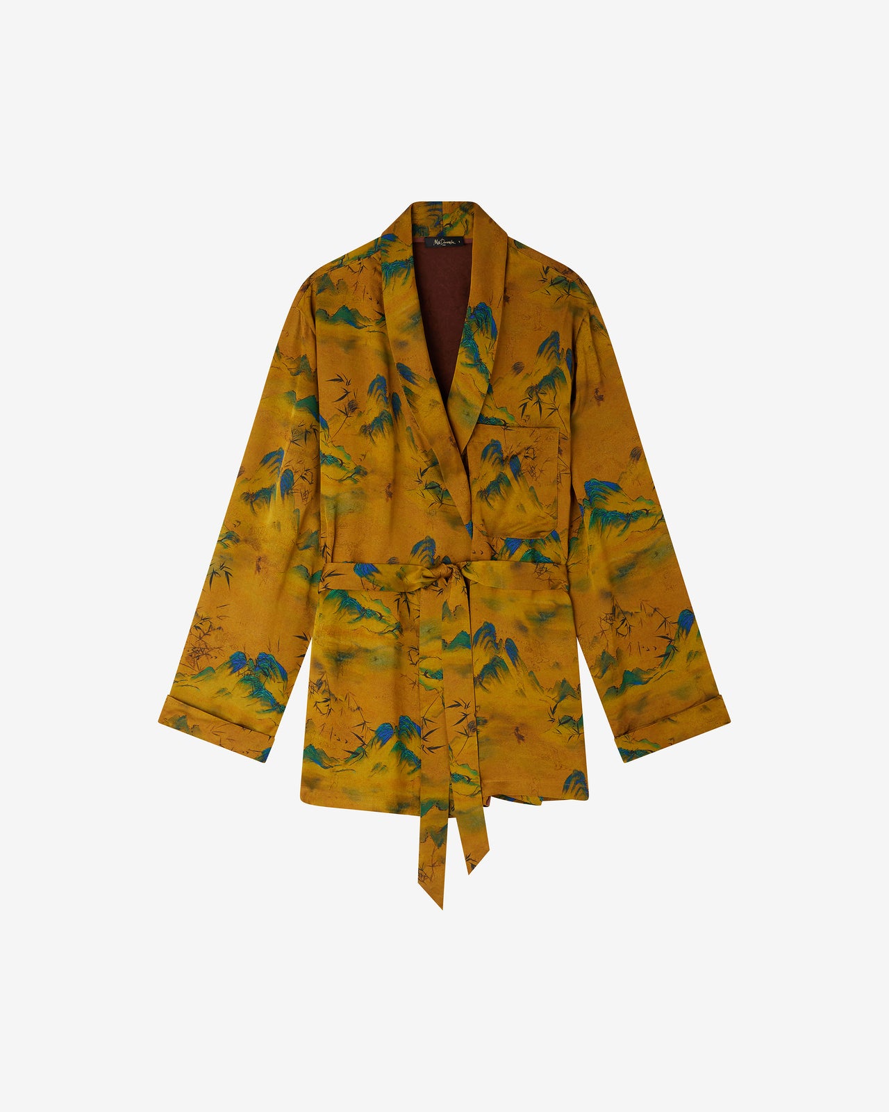 Kimono en jacquard de viscose imprimé sur fond ocre - Kimonos & ponchos Mes Demoiselles - Image 3