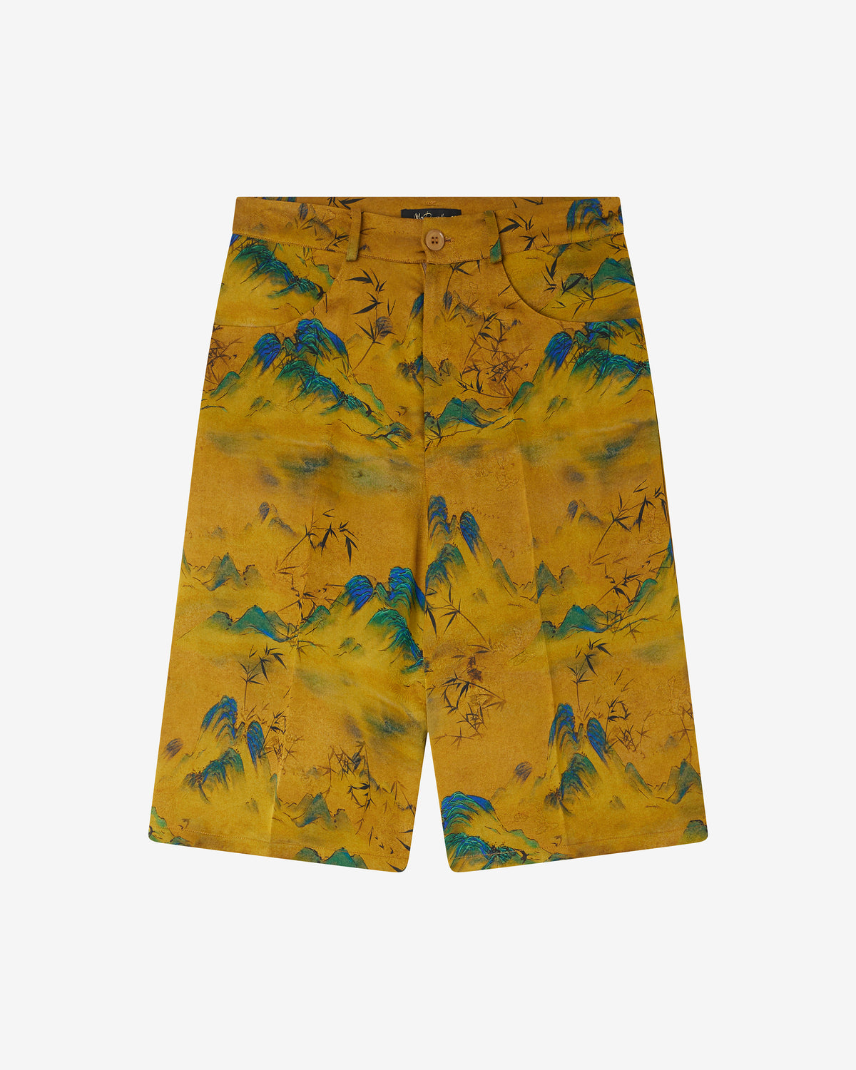 Bermuda Mory - Jaune : Bermuda long en jacquard de viscose imprimé sur fond ocre Mes Demoiselles - Image 5
