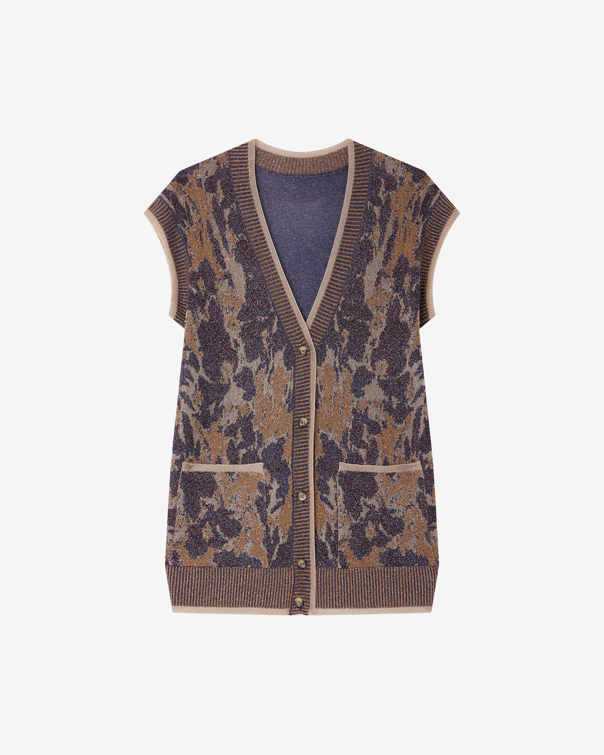 Pull Movi - Violet : Maxi gilet long purple en fil italien scintillant Mes Demoiselles - Image 6