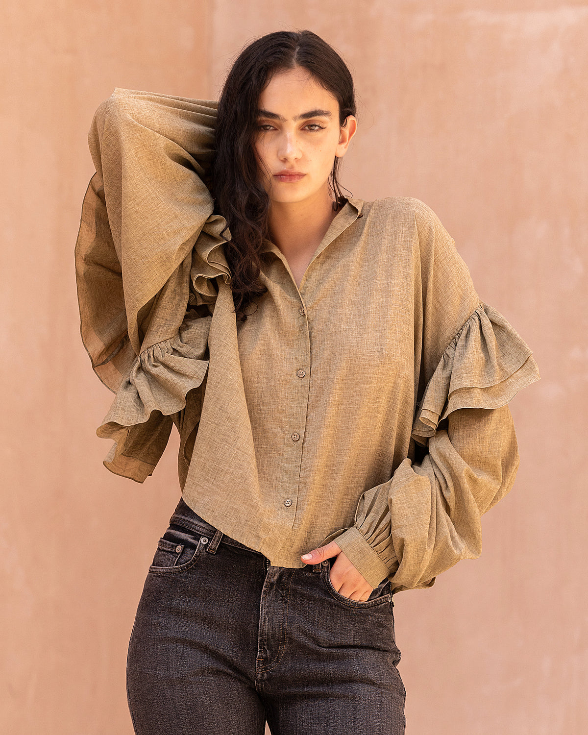 Blouse courte en voile de coton pigment dye - Chemises & tops Mes Demoiselles - Image 2