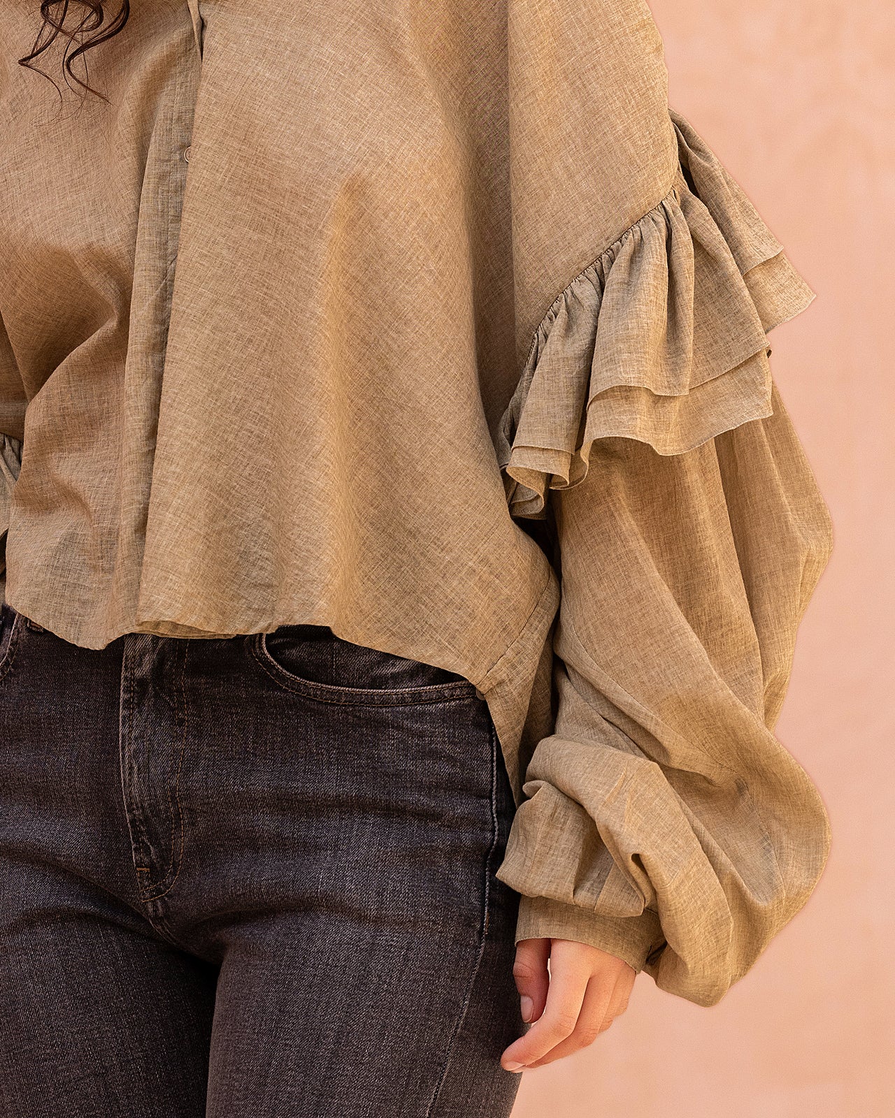 Blouse courte en voile de coton pigment dye - Chemises & tops Mes Demoiselles - Image 3