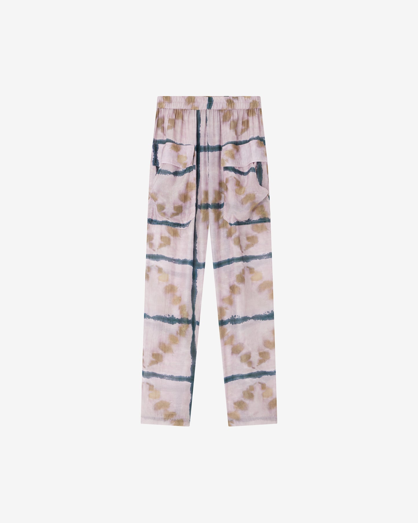 Pantalon Omma - Lavande : Pantalon cargo lavande à carreaux tie & dye Mes Demoiselles