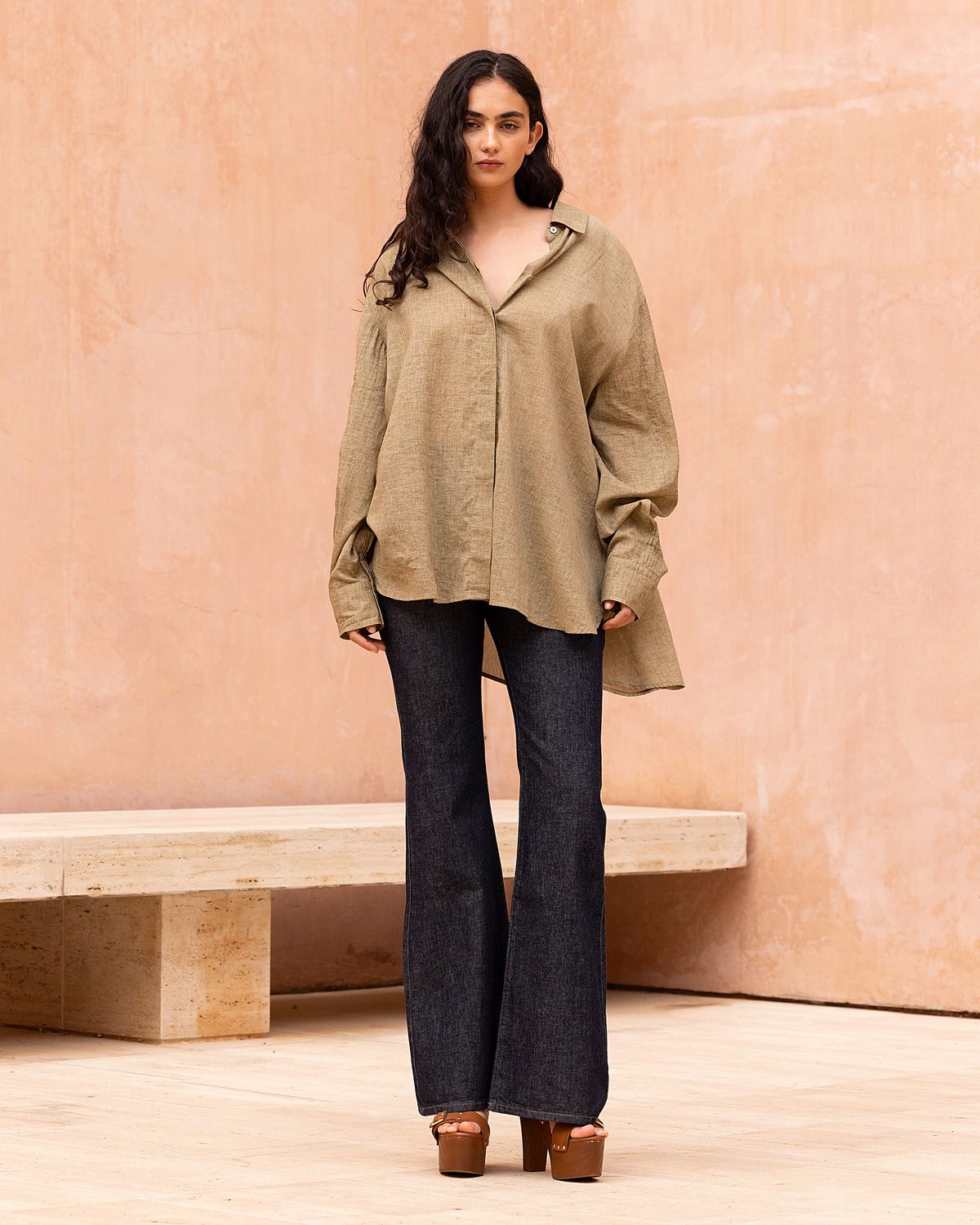 Chemise en coton biege structurée - Chemises & tops Mes Demoiselles - Image 1