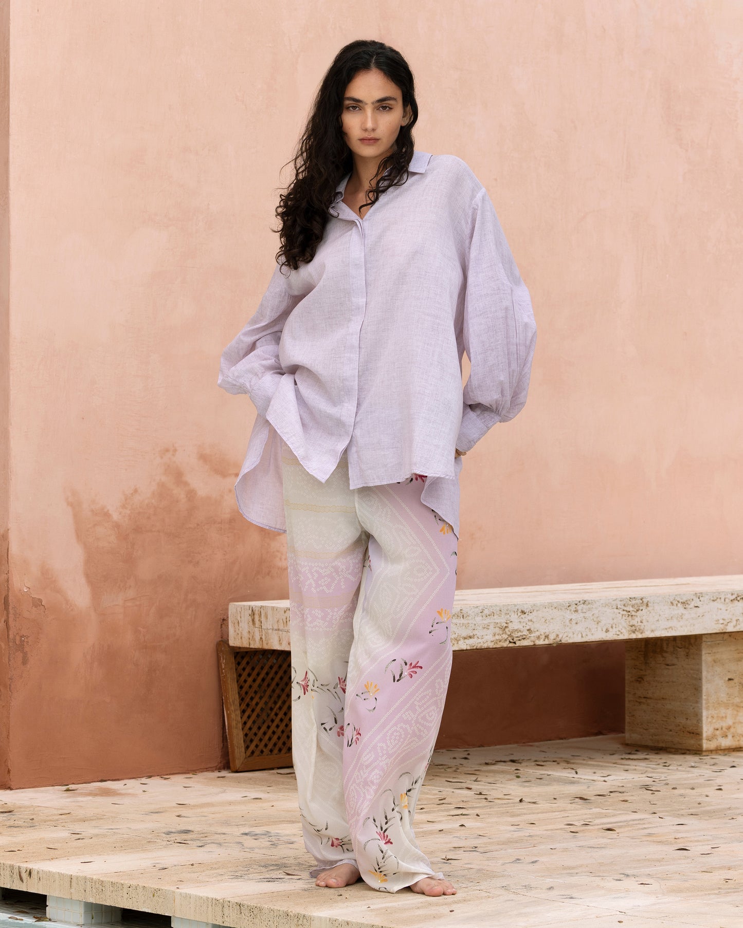 Chemise coton lavande structurée - Chemises & tops Mes Demoiselles