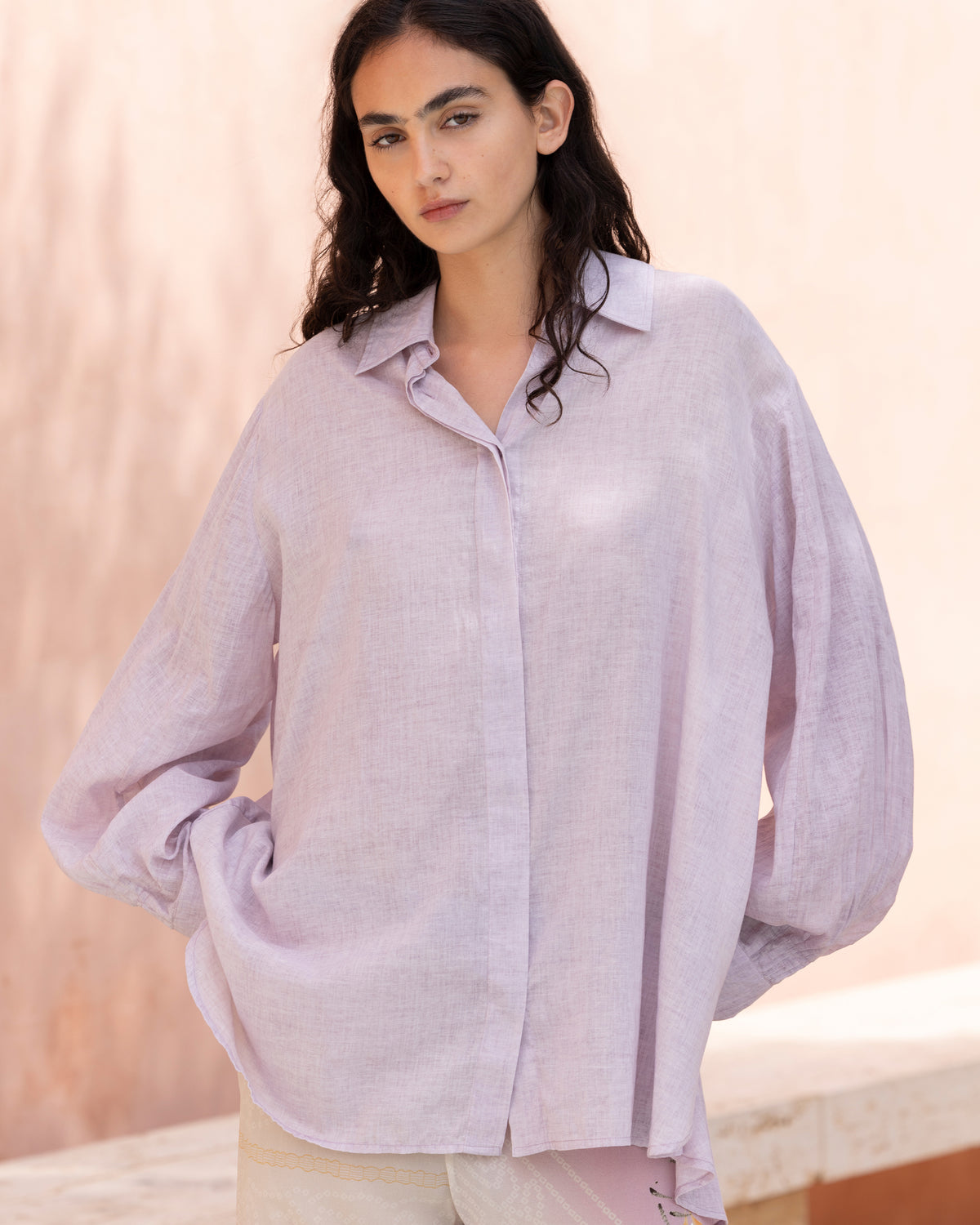 Chemise coton lavande structurée - Chemises & tops Mes Demoiselles - Image 3