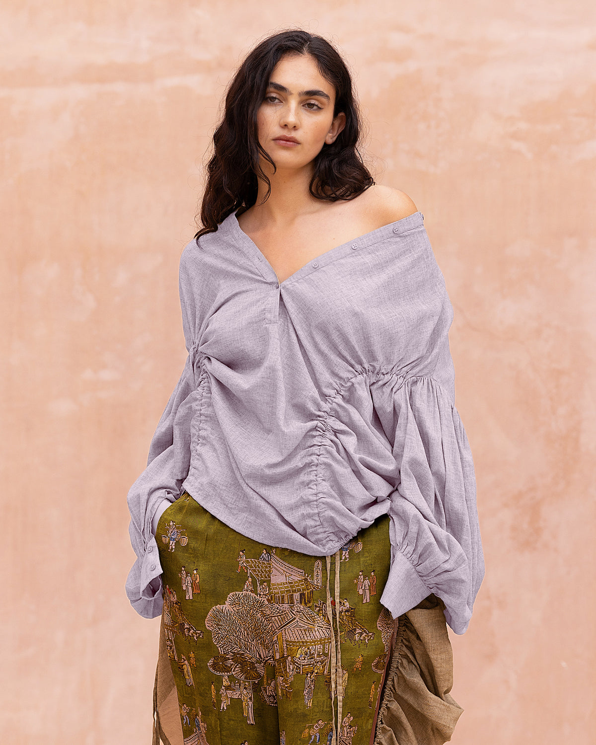 Blouse lavande en voile de coton et détails subtils - Chemises & tops Mes Demoiselles