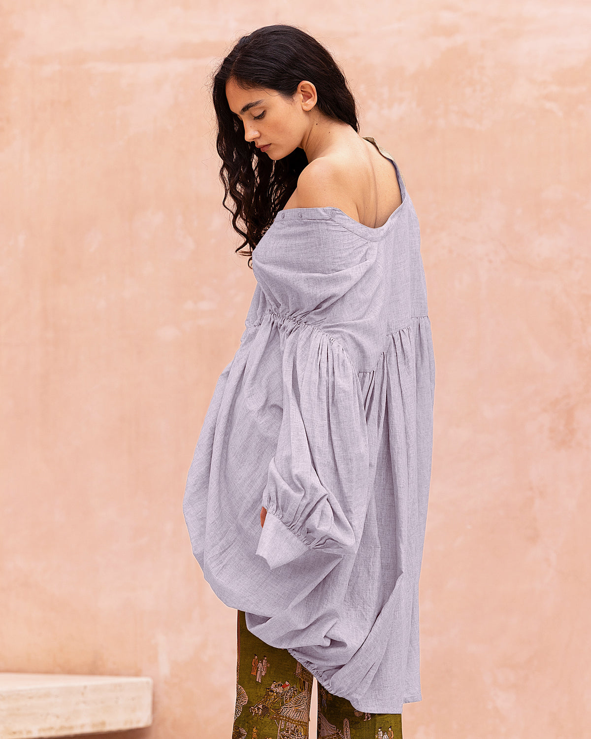 Chemise Ophelia - Lavande : Blouse lavande en voile de coton et détails subtils Mes Demoiselles