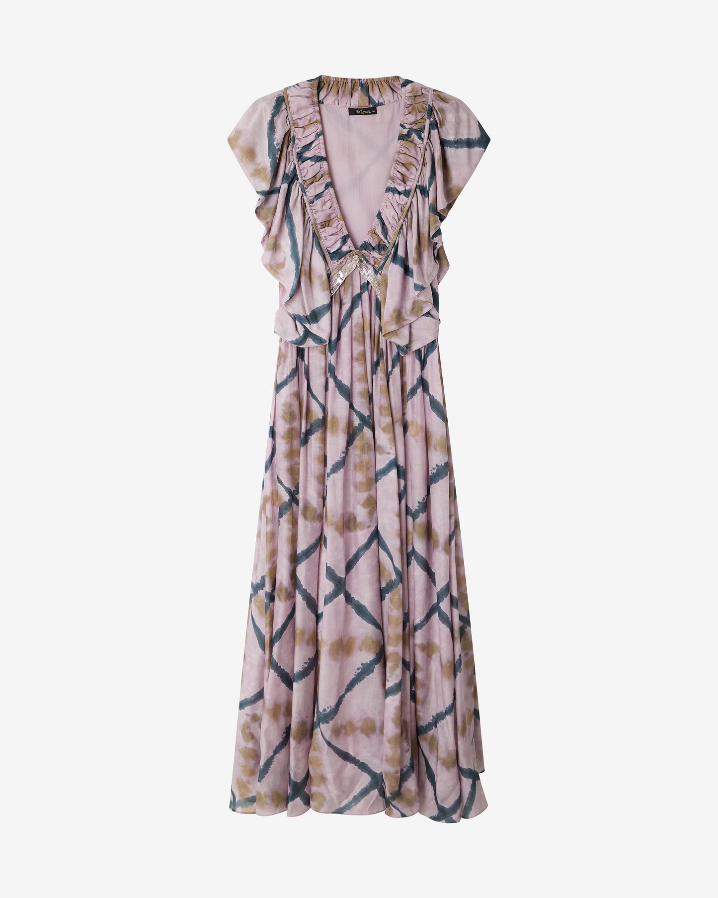 Robe Orma - Lavande : Robe longue lavande à carreaux tie & dye Mes Demoiselles