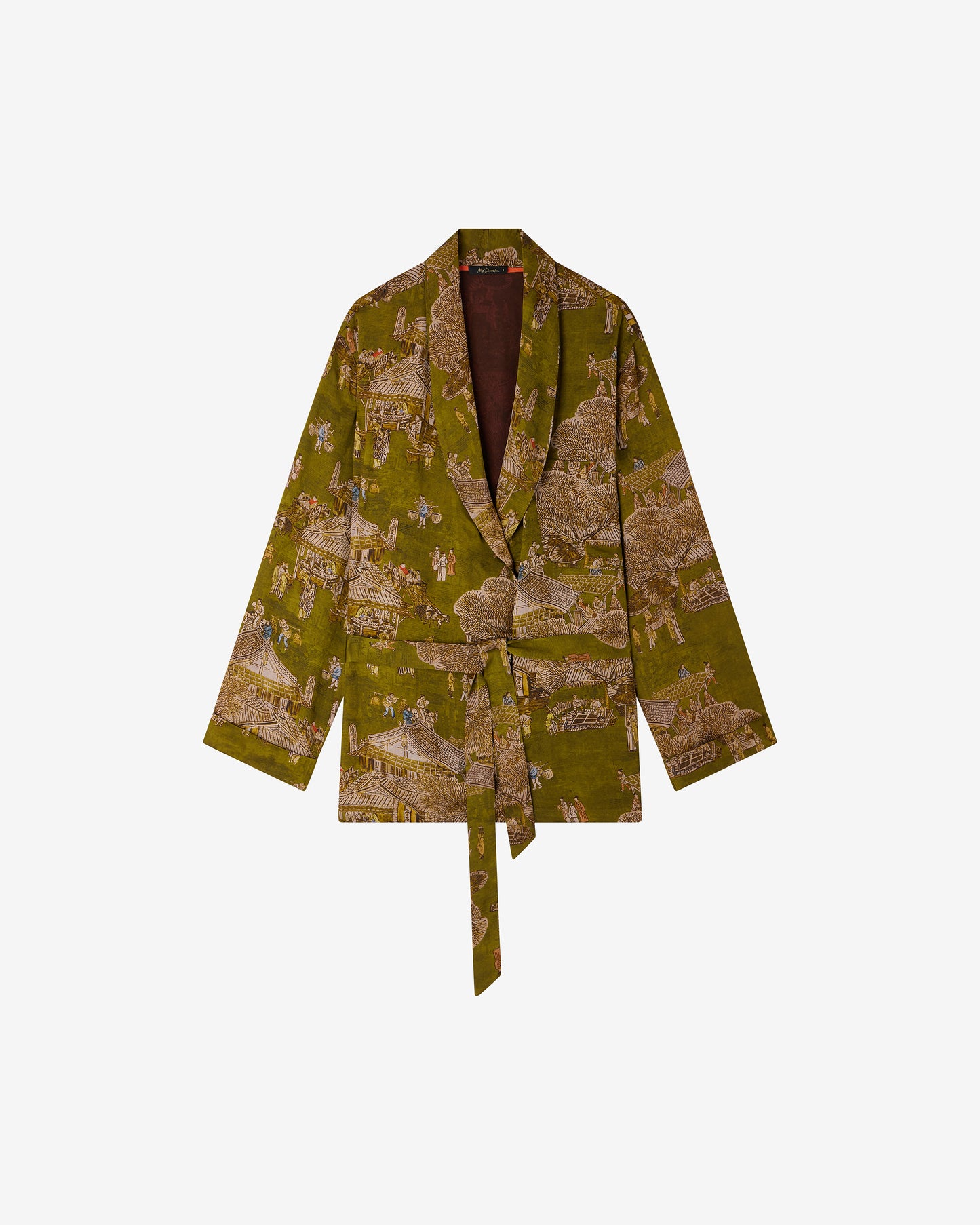 Kimono Pelva - Vert : Kimono en jacquard de viscose imprimé sur fond vert Mes Demoiselles