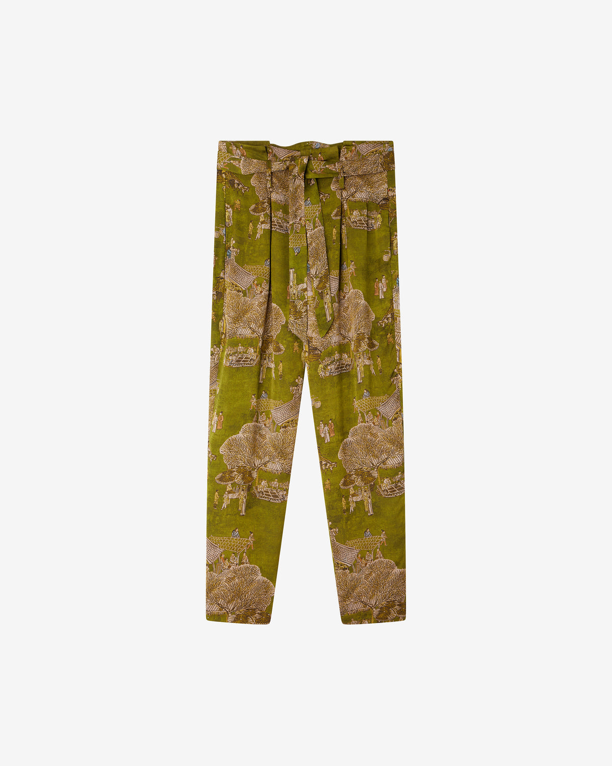 Pantalon en jacquard de viscose imprimé sur fond vert - Pantalons & combinaisons Mes Demoiselles - Image 3