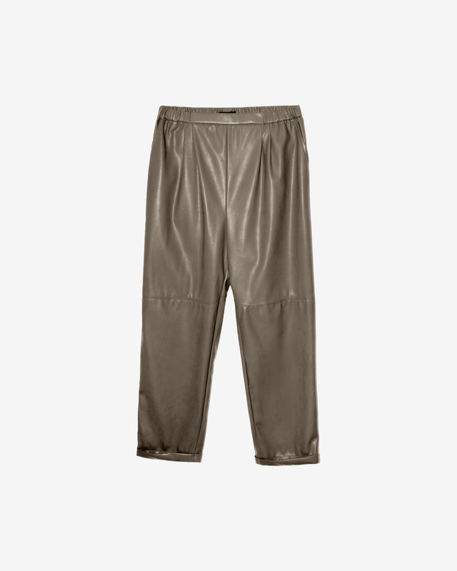Pantalon Roxy - Taupe : Pantalon droit en simili cuir – chocolat Mes Demoiselles - Dernière image