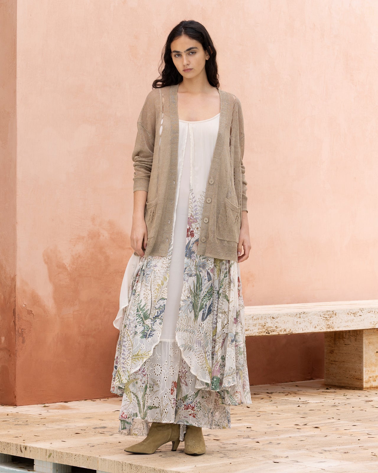 Cardigan oversize en lin ajouré - Pulls & gilets Mes Demoiselles - Image 1