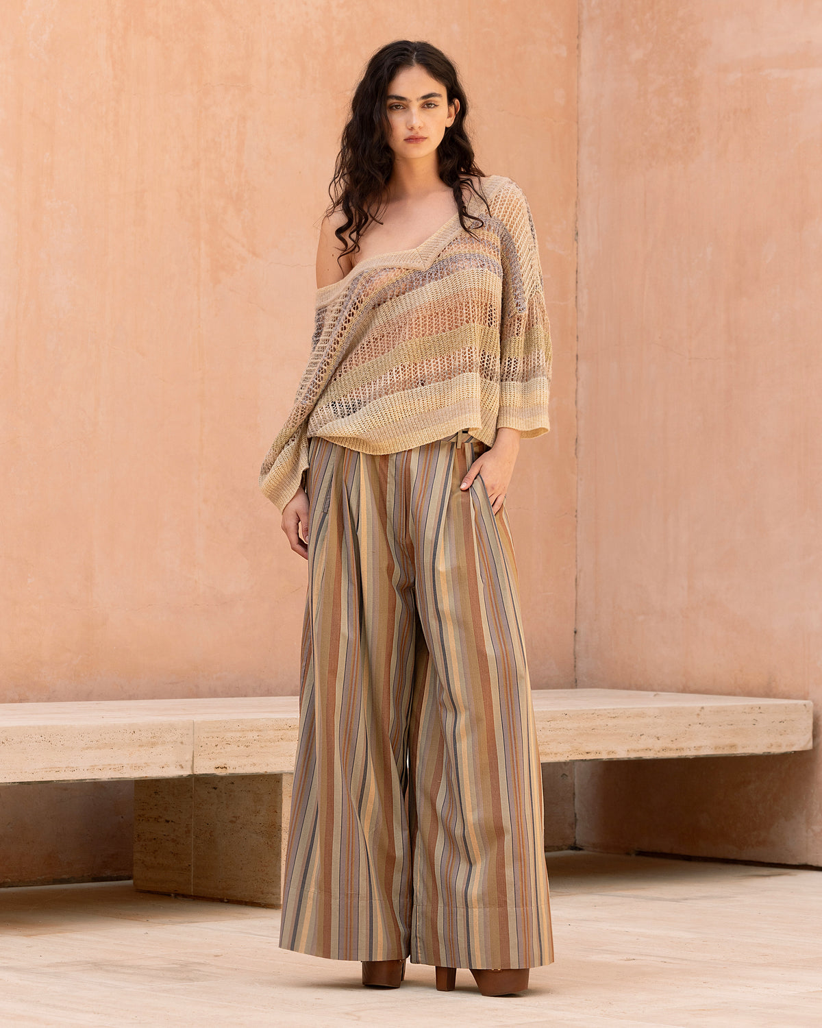 Pantalon à rayures bayadères multicolores - Pantalons & combinaisons Mes Demoiselles