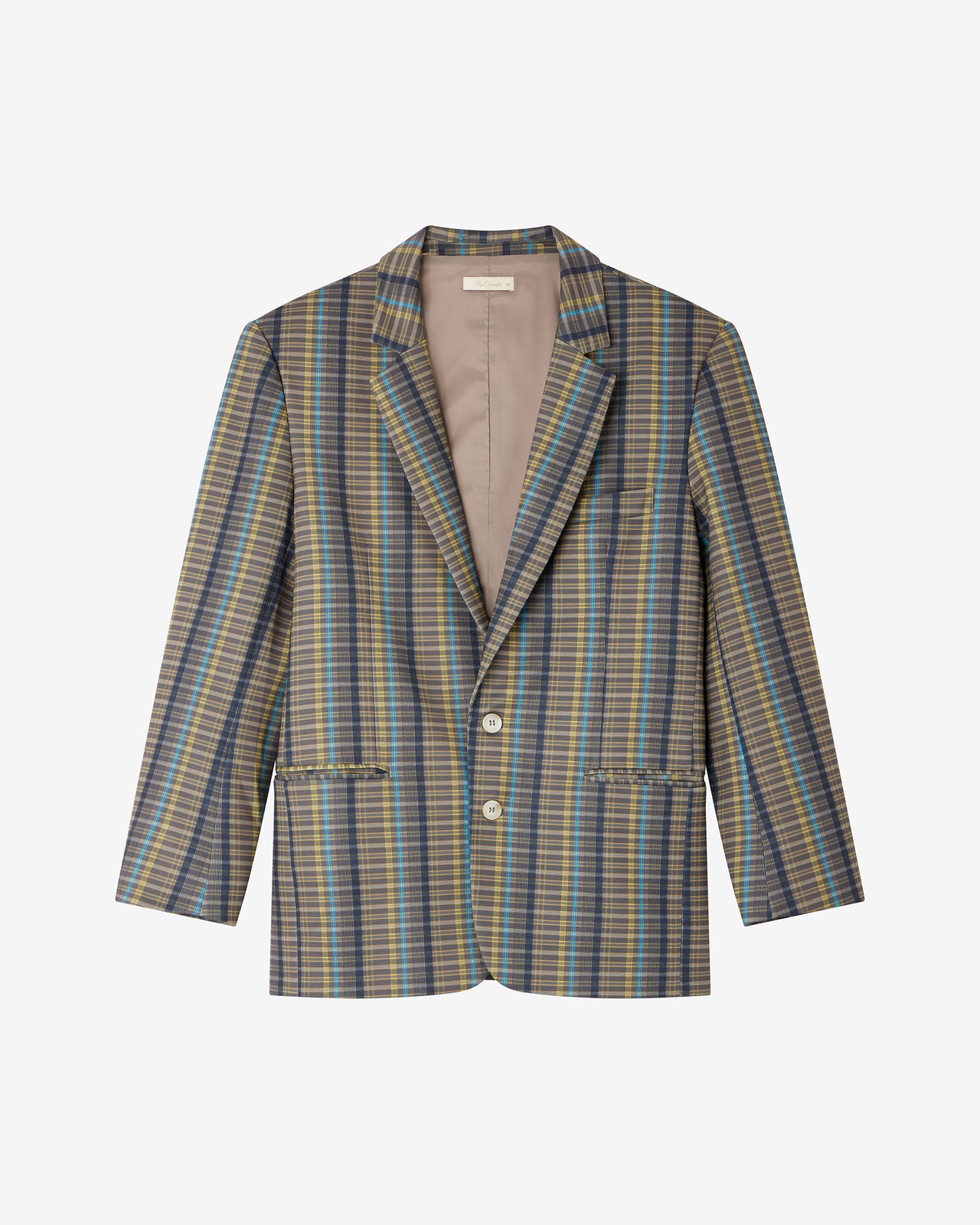 Veste Tauton - Kaki : Veste tailleur oversize en jersey esprit survêtement, motif tartan Mes Demoiselles - Image 6