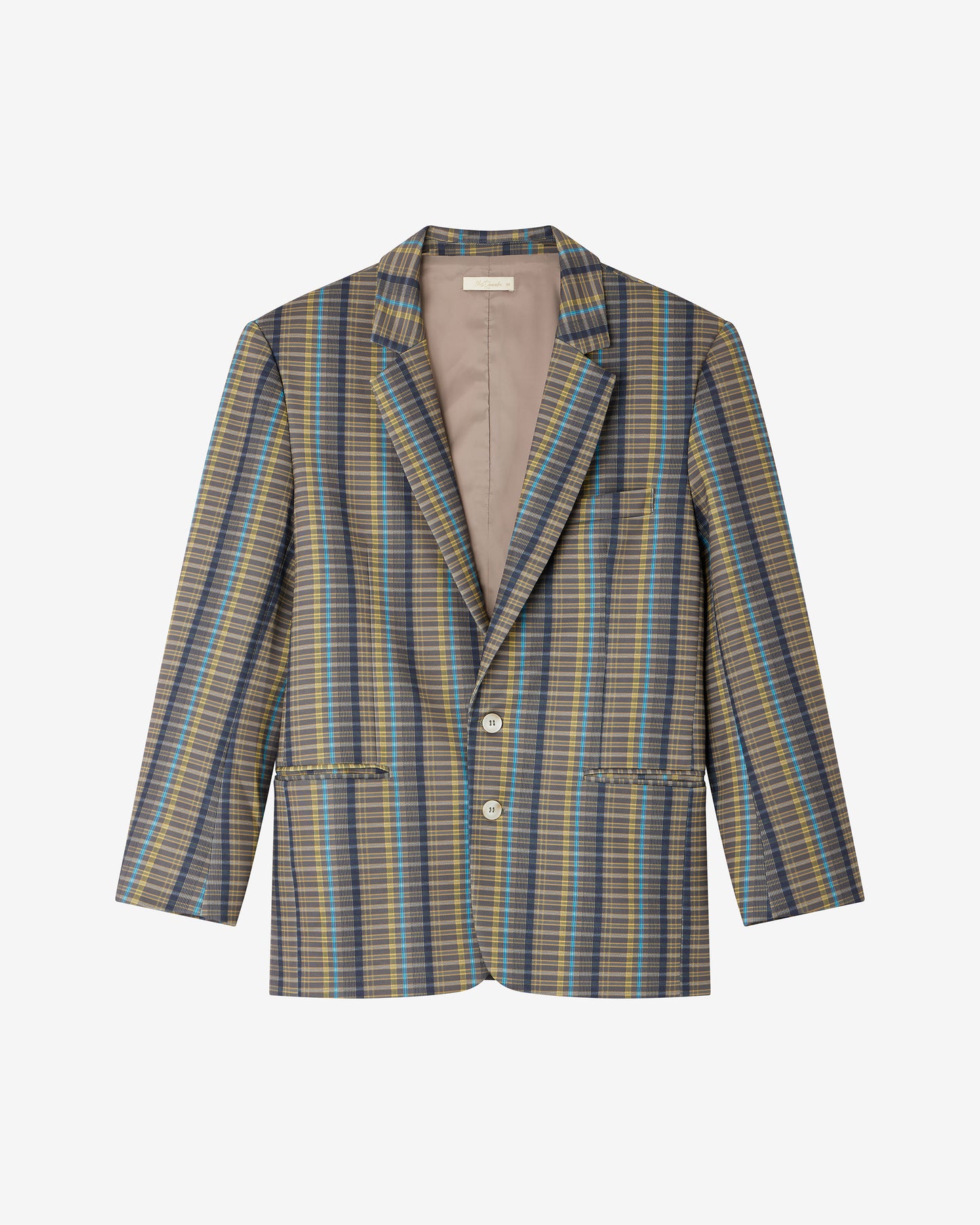 Veste Tauton - Kaki : Veste tailleur oversize en jersey esprit survêtement, motif tartan Mes Demoiselles