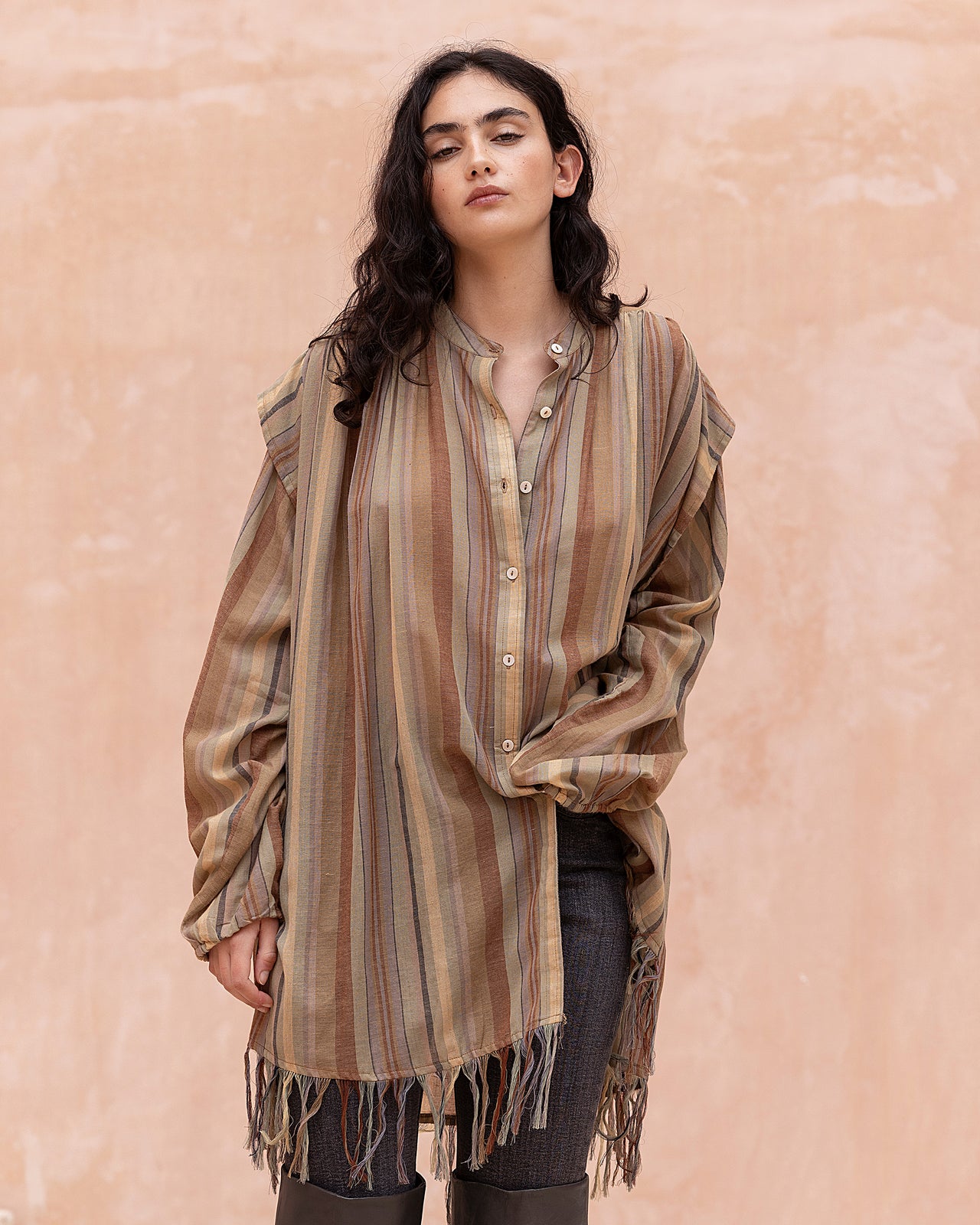 Veste - chemise à franges rayée bayadère - Chemises & tops Mes Demoiselles - Image 2