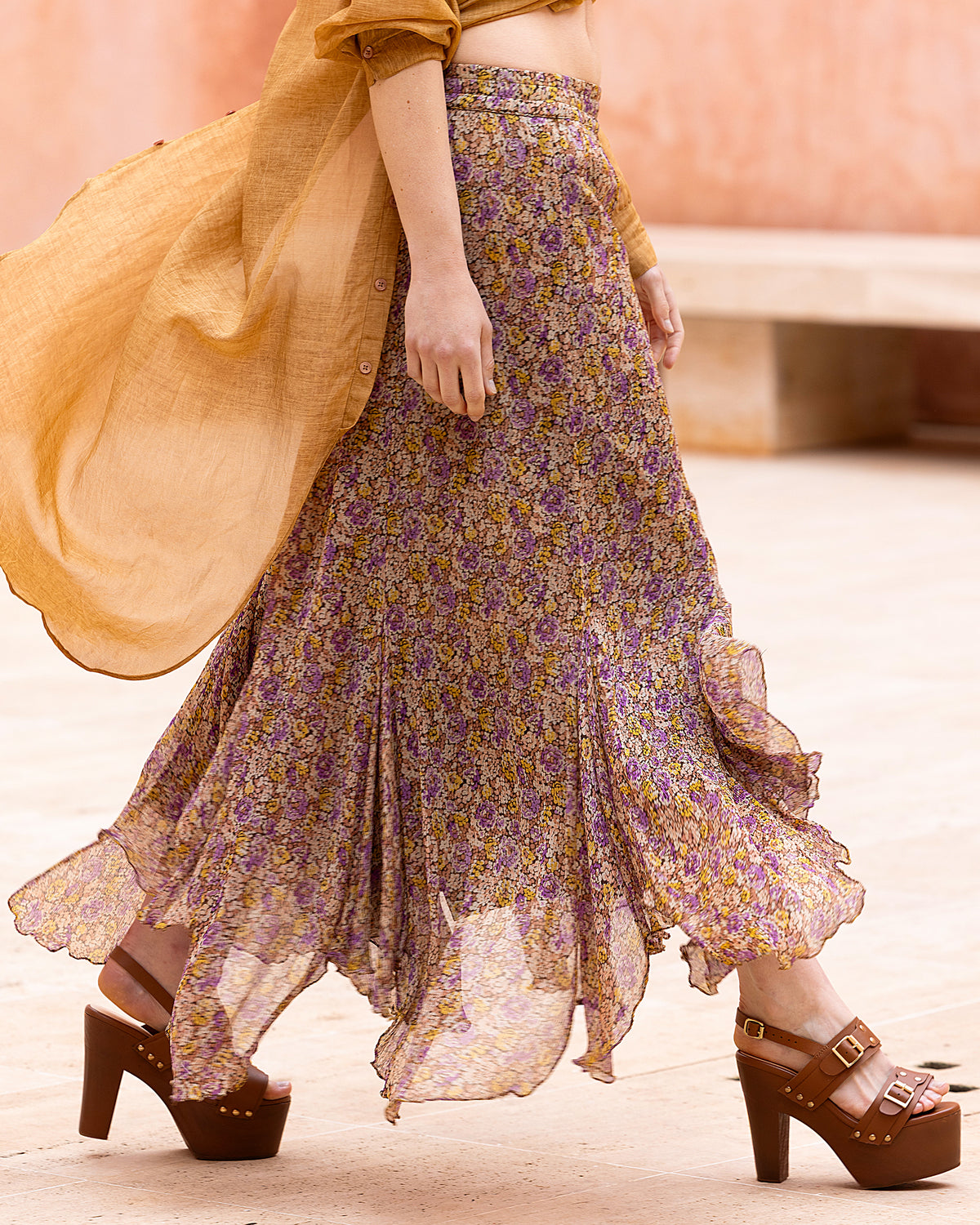 Jupe Val - Violet : Jupe longue en viscose chiffon imprimé Liberty Mes Demoiselles