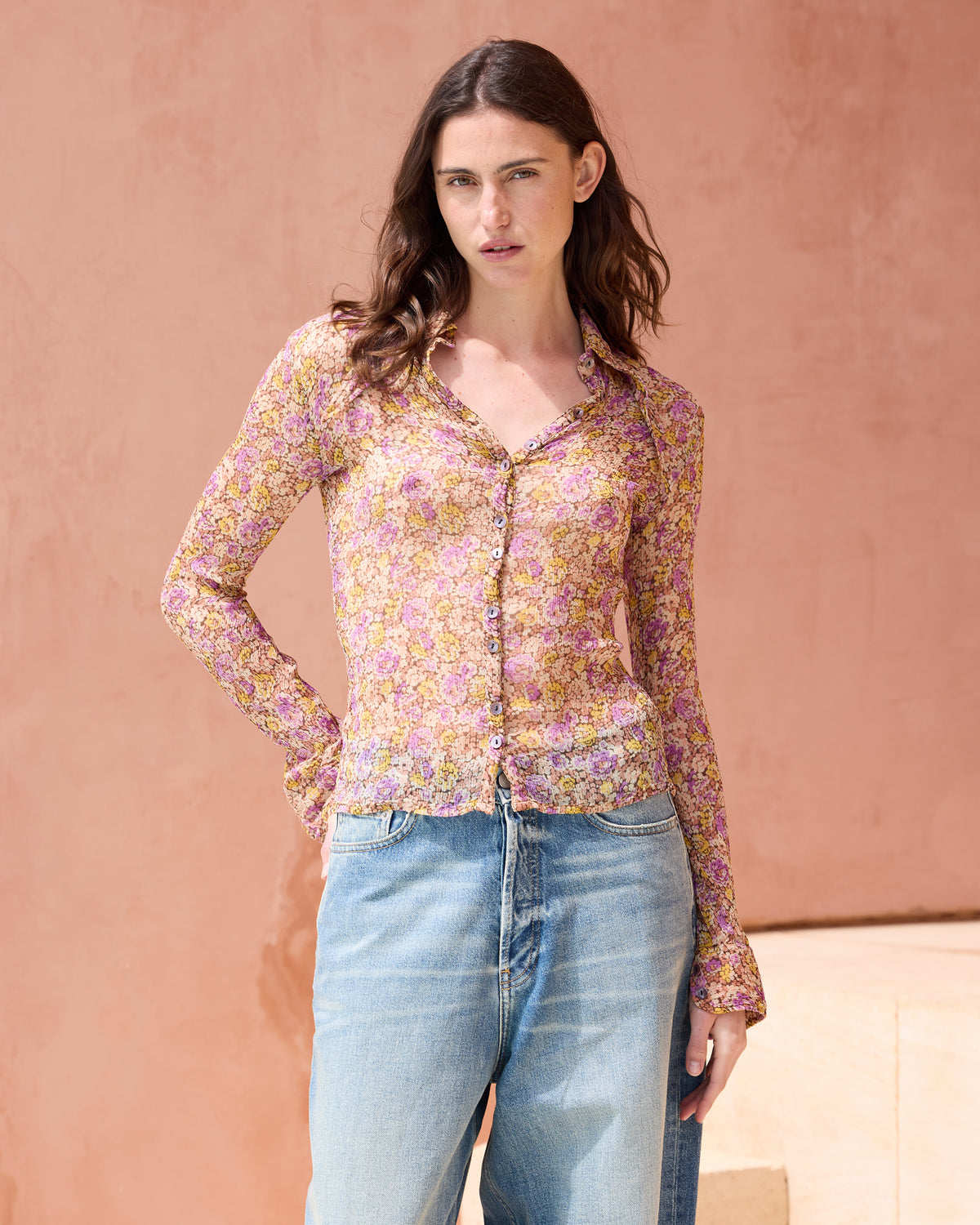 Chemise Veer - Violet : Chemise légère en viscose chiffon imprimé Liberty Mes Demoiselles