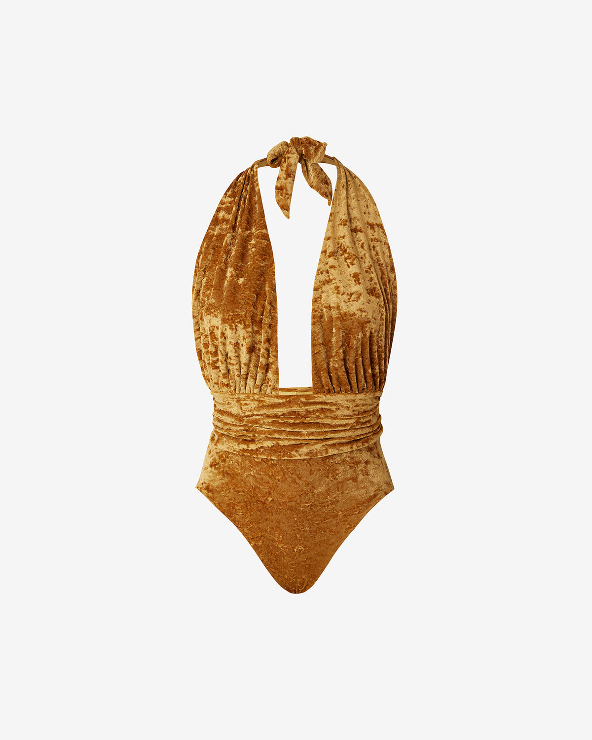 Maillot De Bain Venus - Ocre : Maillot de bain 1 pièce avec effet velours ocre Mes Demoiselles