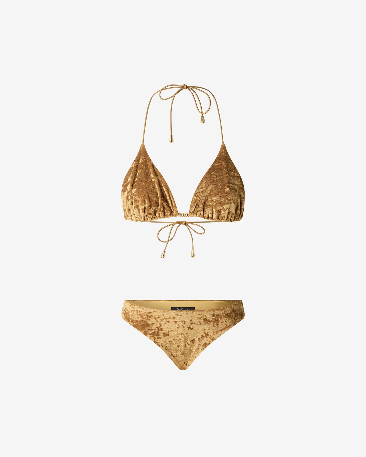 Maillot De Bain Violeta - Ocre : Maillot de bain 2 pièces triangle en velours brillant ocre Mes Demoiselles - Image 5