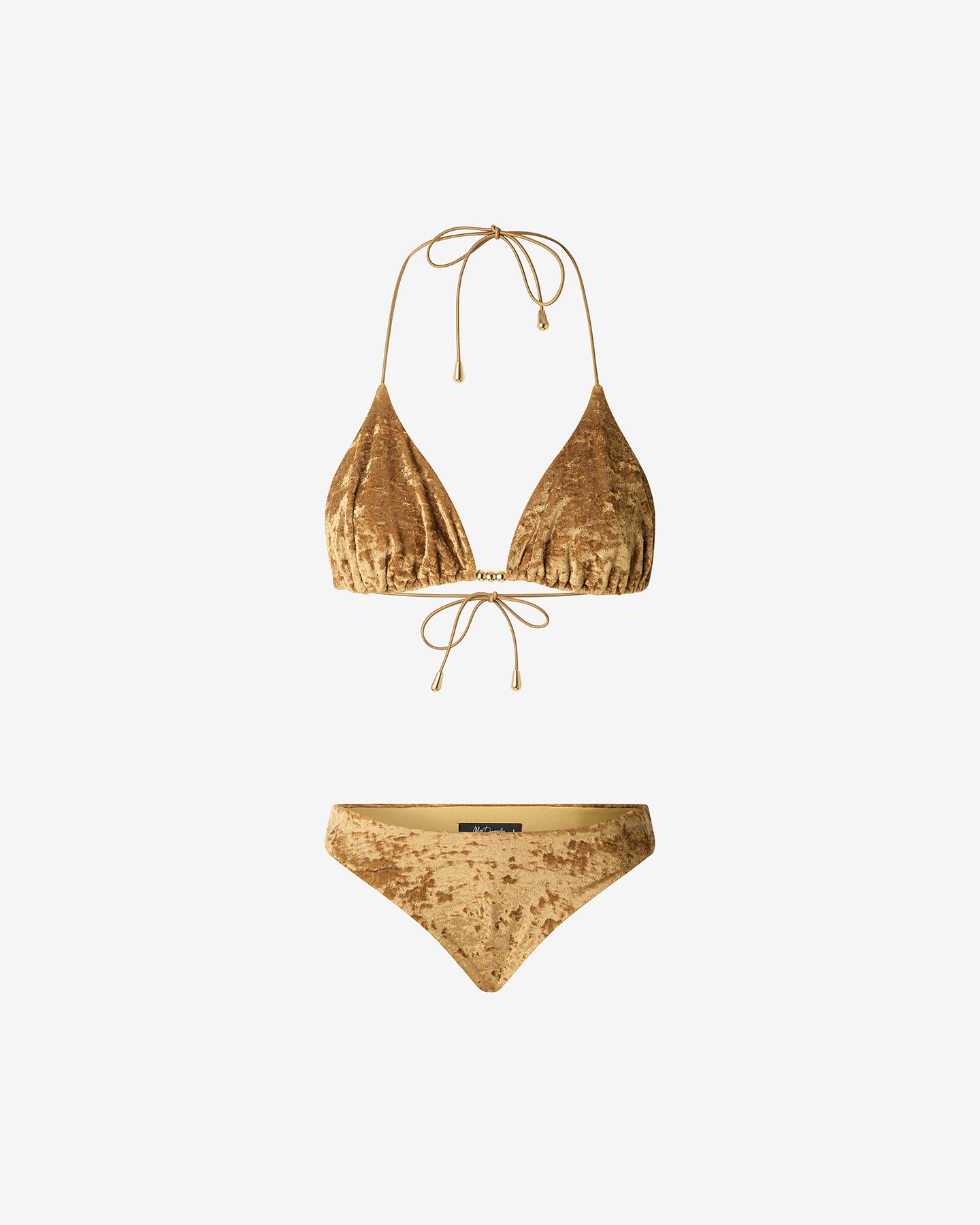 Maillot De Bain Violeta - Ocre : Maillot de bain 2 pièces triangle en velours brillant ocre Mes Demoiselles