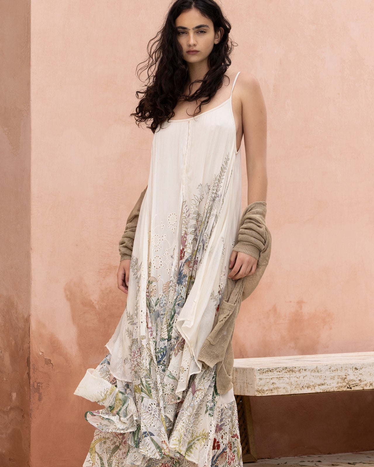 Robe à fines bretelles en viscose gaufrée - Robes Mes Demoiselles - Image 3