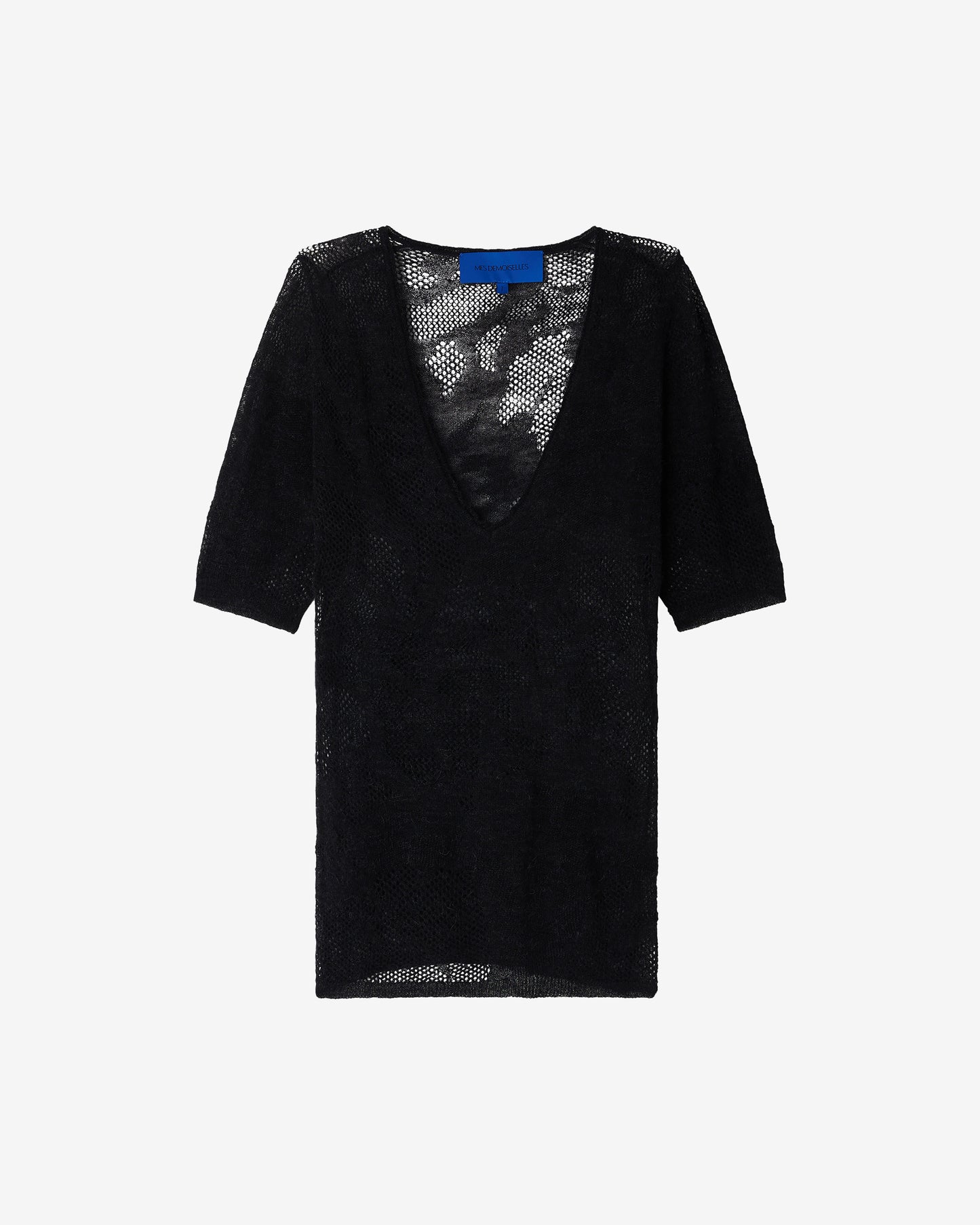 T - Shirt Apala - Noir : Tee - shirt en alpaca pointelle – Noir Mes Demoiselles