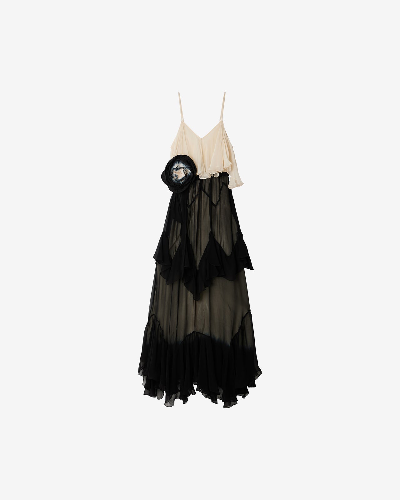 Robe Belvy - Noir : Robe longue en georgette de viscose – Noir et écru Mes Demoiselles - Image 10