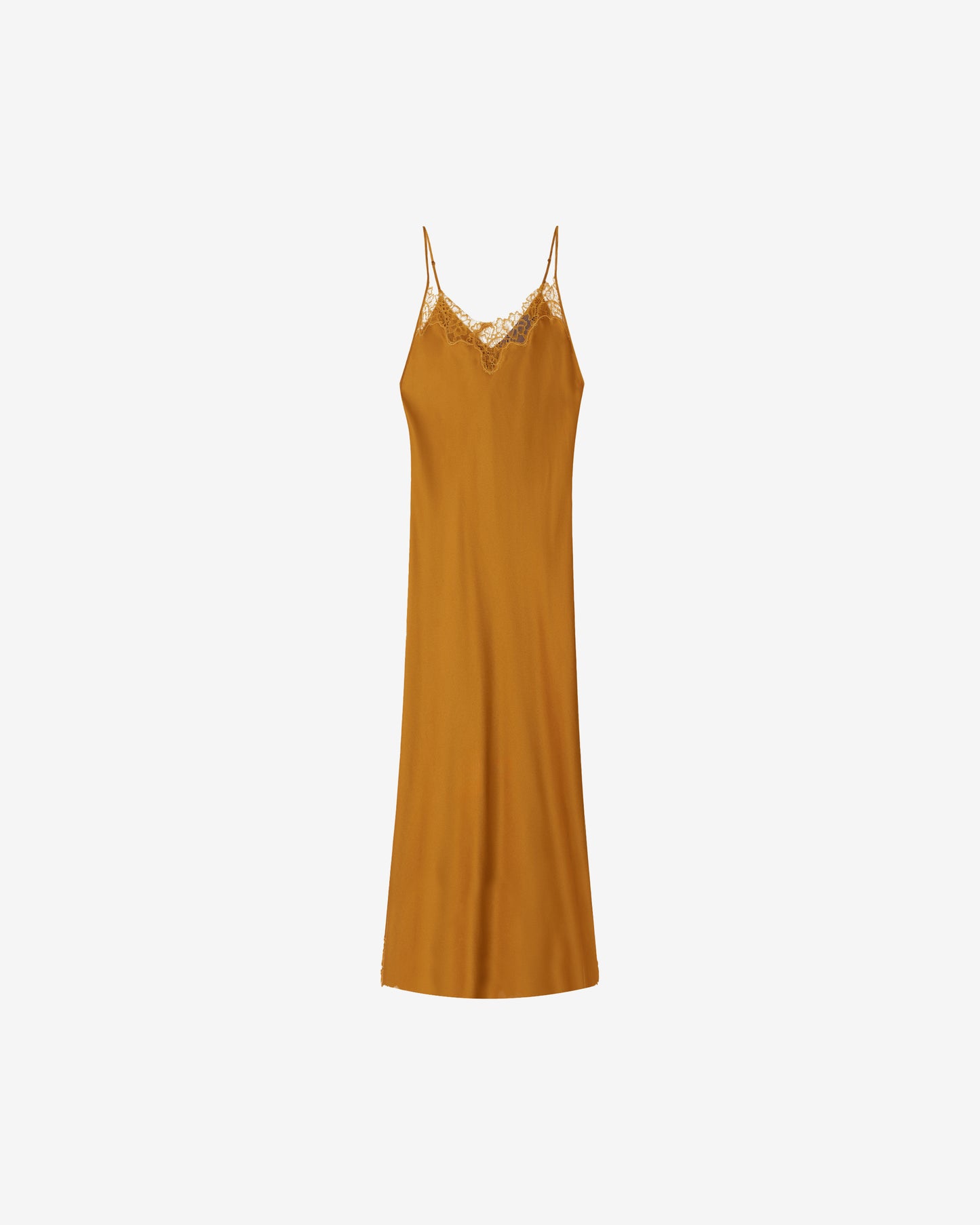 Robe Bruma - Ocre : Robe longue en soie et dentelle – Ocre Mes Demoiselles