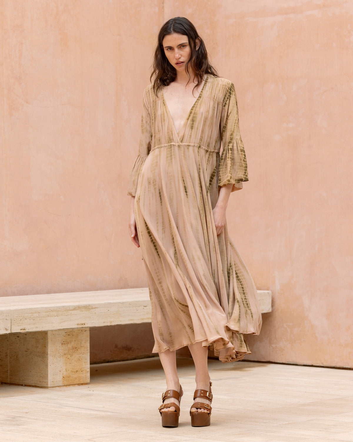 Robe midi en viscose shiny tie & dye - Robes Mes Demoiselles - Image 1
