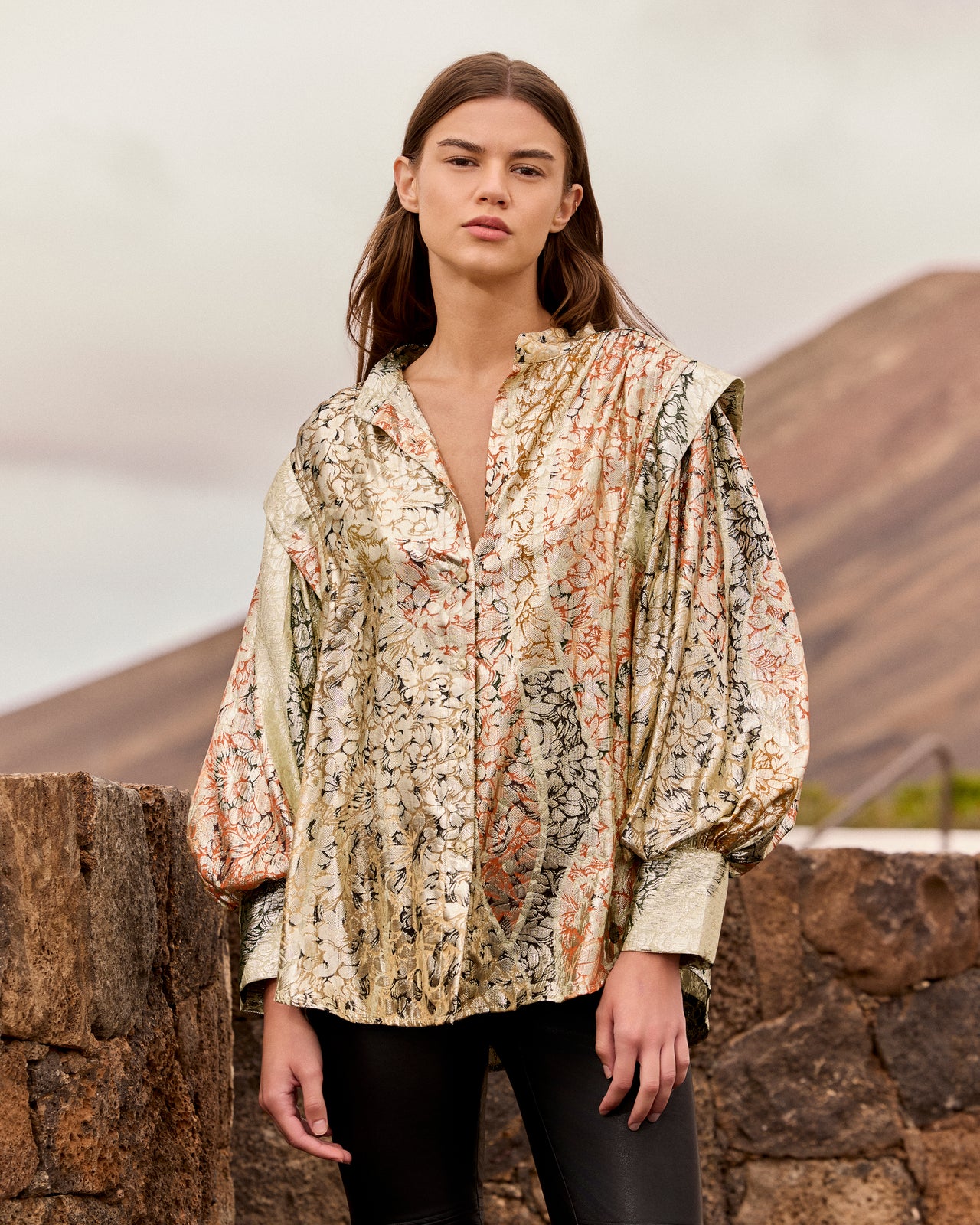 Chemise jacquard lurex – Multicolore - Chemises & tops Mes Demoiselles - Image 1