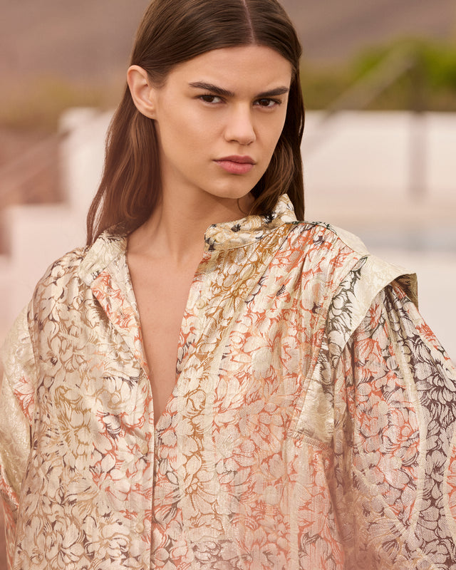 Blouse Jall - Jaune : Chemise jacquard lurex – Multicolore Mes Demoiselles - Image 3