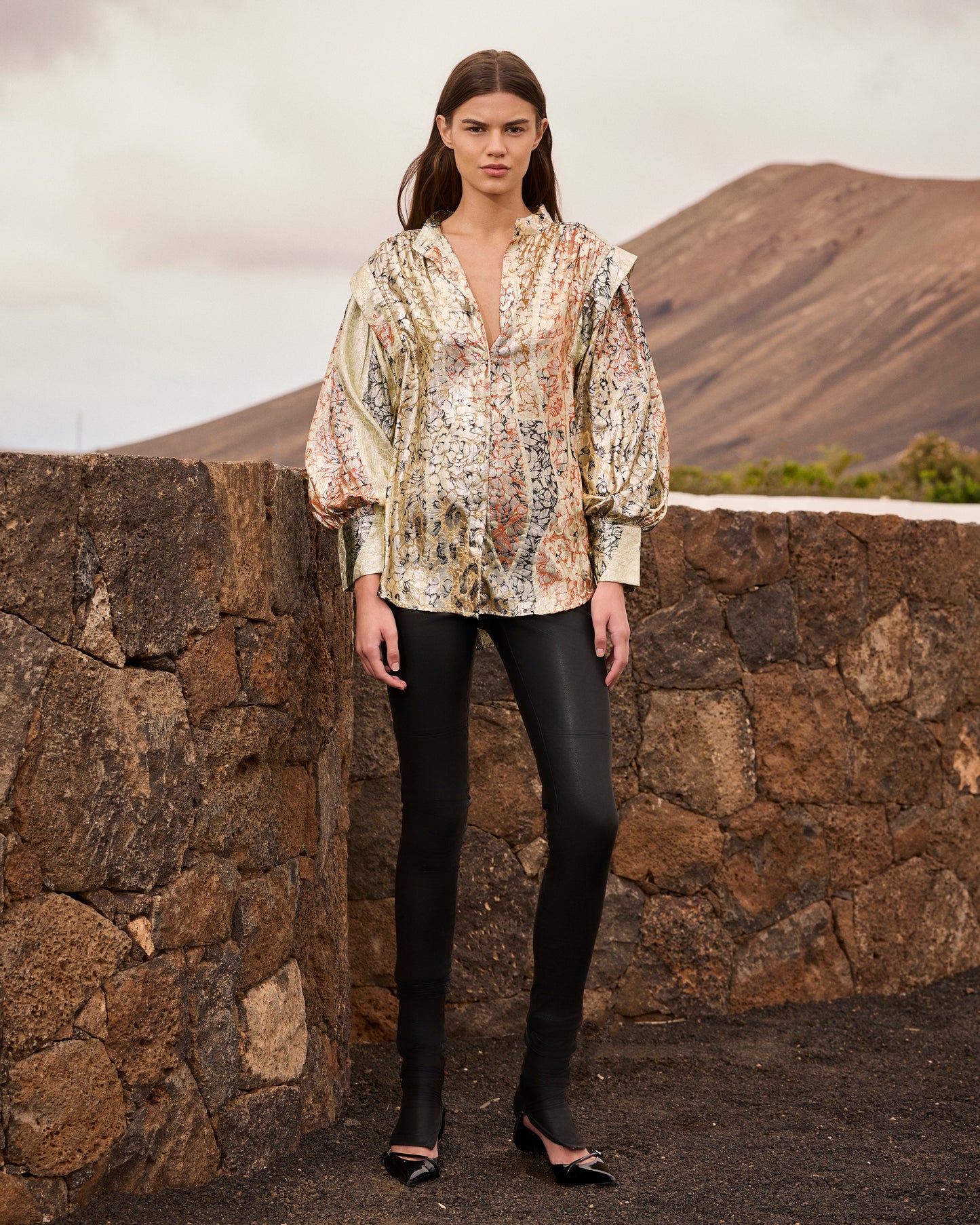 Chemise jacquard lurex – Multicolore - Chemises & tops Mes Demoiselles