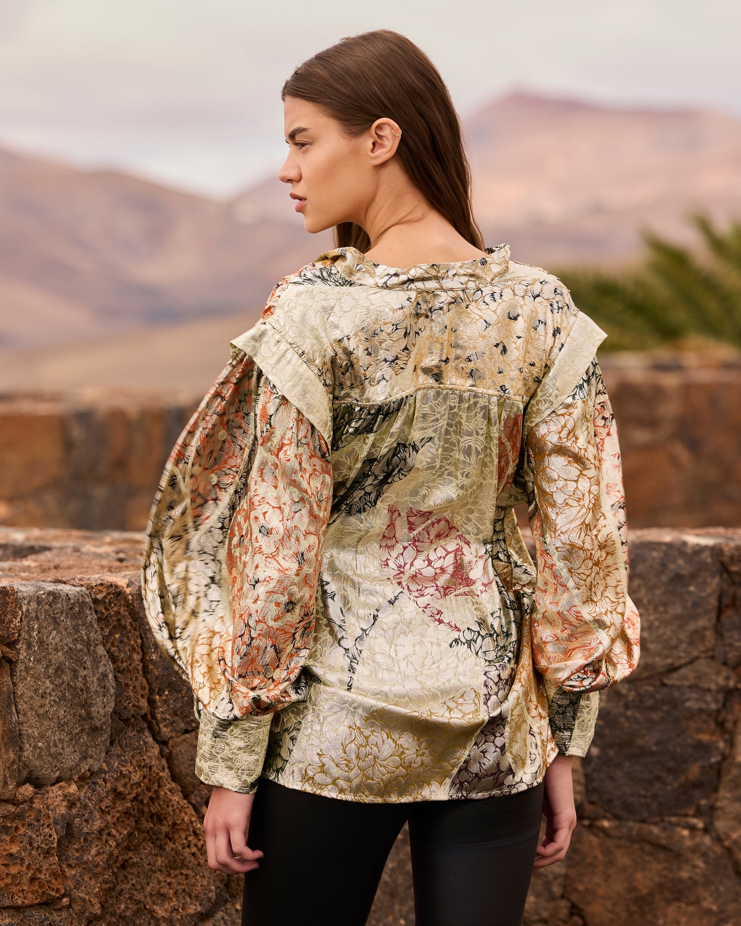 Blouse Jall - Jaune : Chemise jacquard lurex – Multicolore Mes Demoiselles