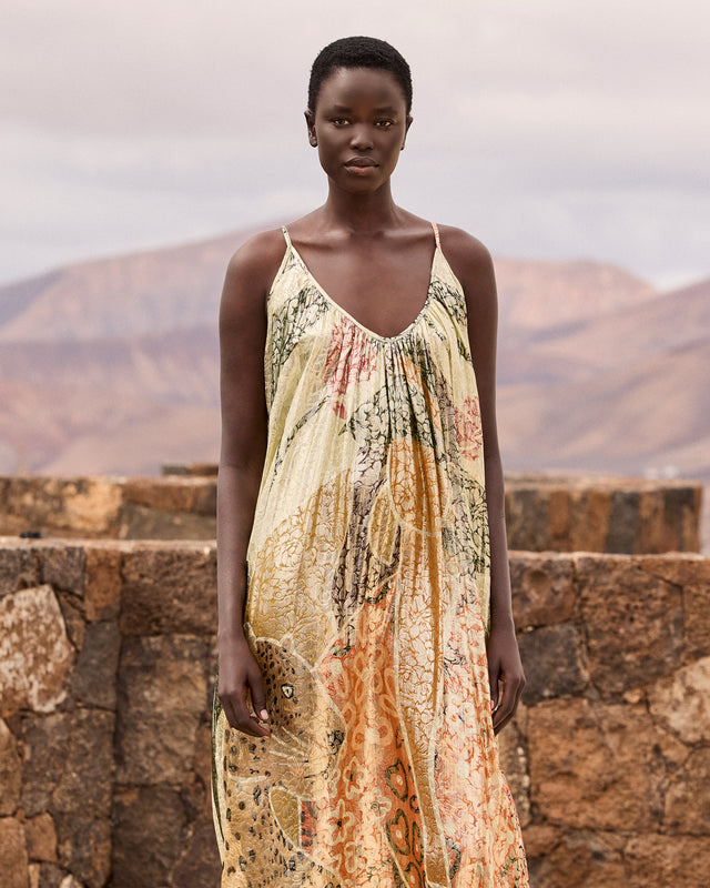 Robe longue lurex plissée – Multicolore - Robes Mes Demoiselles - Image 2