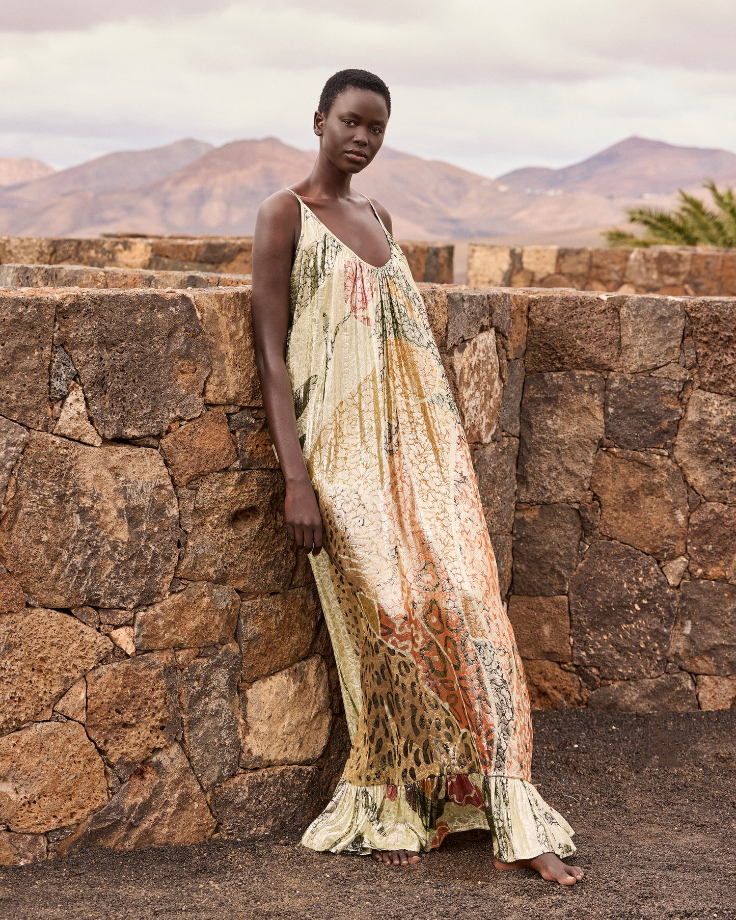 Robe Jasmin - Jaune : Robe longue lurex plissée – Multicolore Mes Demoiselles