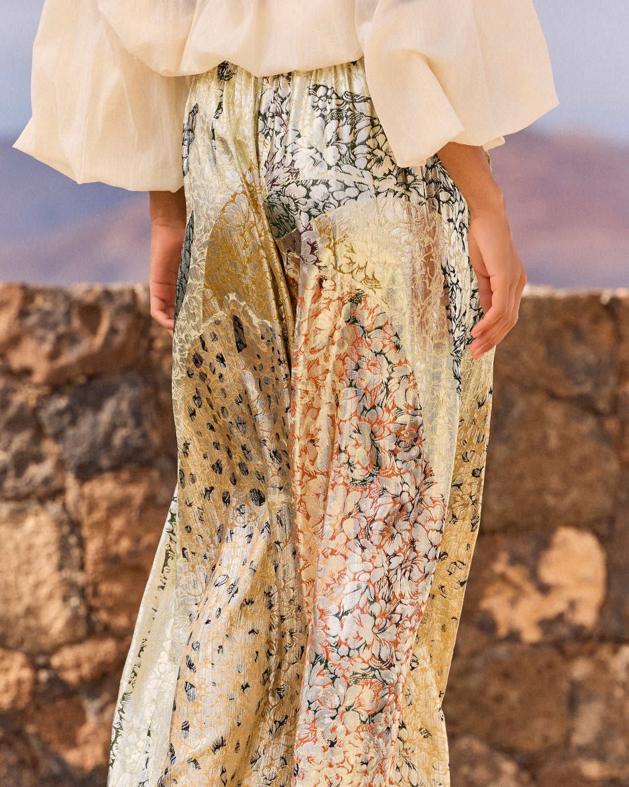 Pantalon Jump - Jaune : Pantalon large jacquard lurex – Multicolore Mes Demoiselles - Image 7