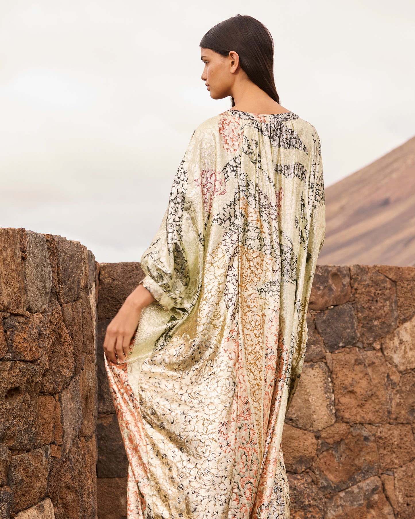 Robe Jumper - Jaune : Robe caftan jacquard lurex – Multicolore Mes Demoiselles