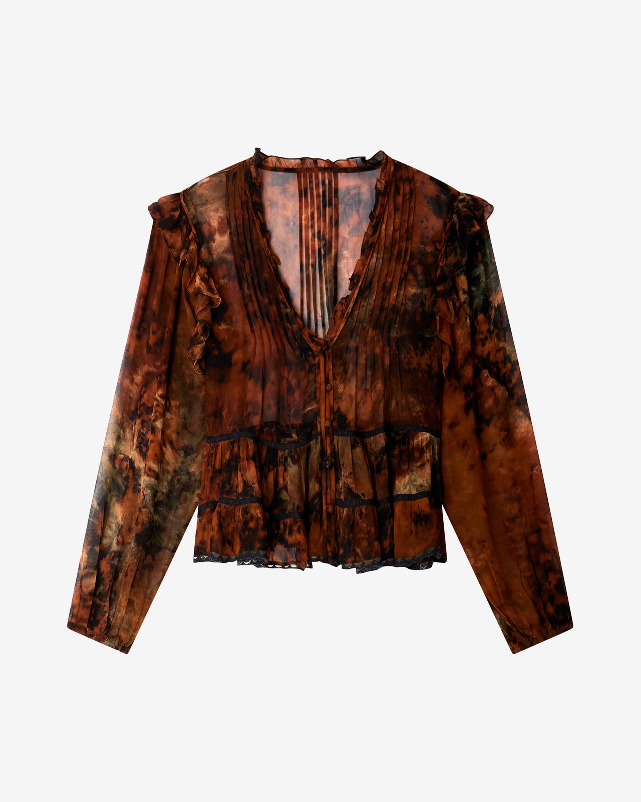 Blouse Llaollao - Marron : Blouse en viscose georgette tie & dye – Multicolore Mes Demoiselles - Image 7
