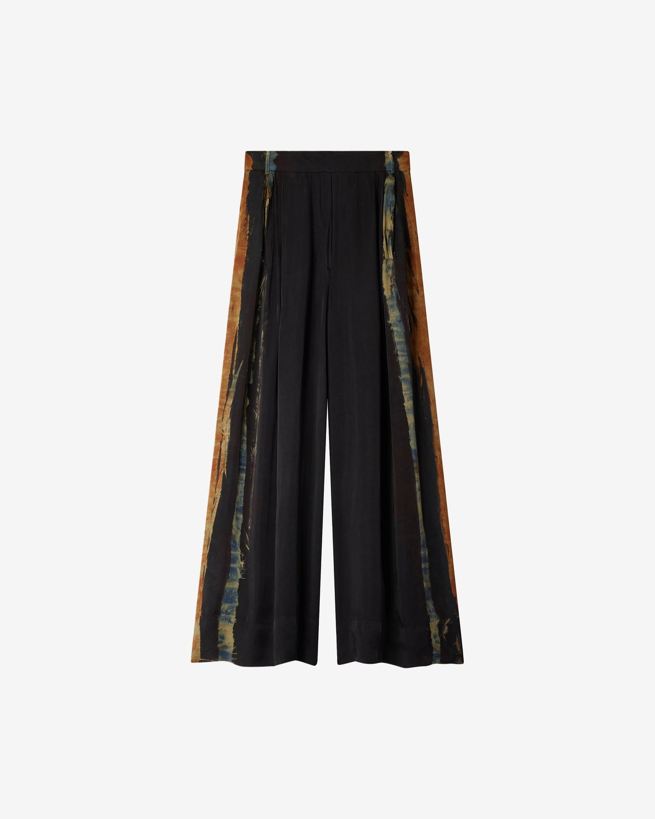 Pantalon Llorllora - Ocre : Pantalon large en viscose satinée tie & dye – Bleu, noir et ocre Mes Demoiselles - Image 5