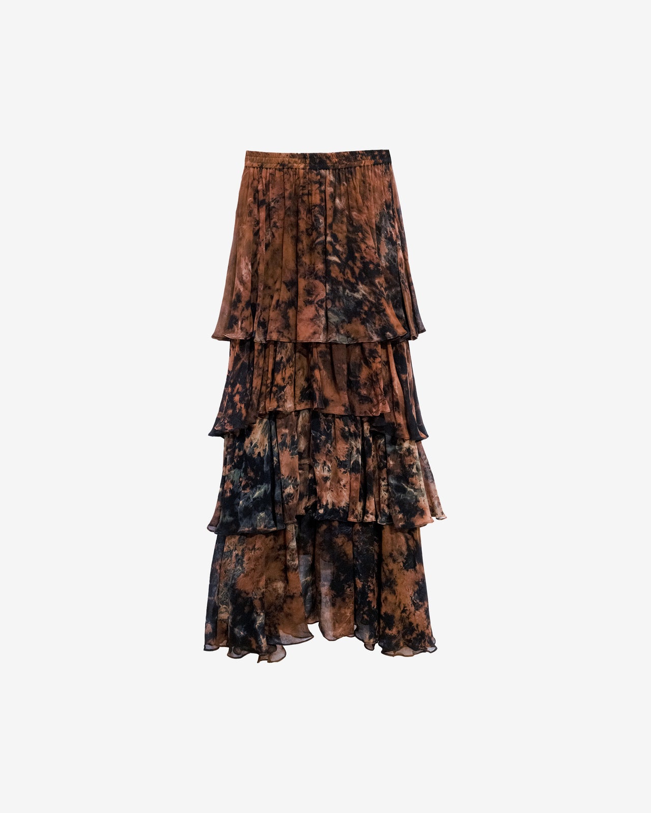 Jupe Lolo - Marron : Jupe longue à volants en viscose georgette tie & dye – Multicolore Mes Demoiselles - Image 6