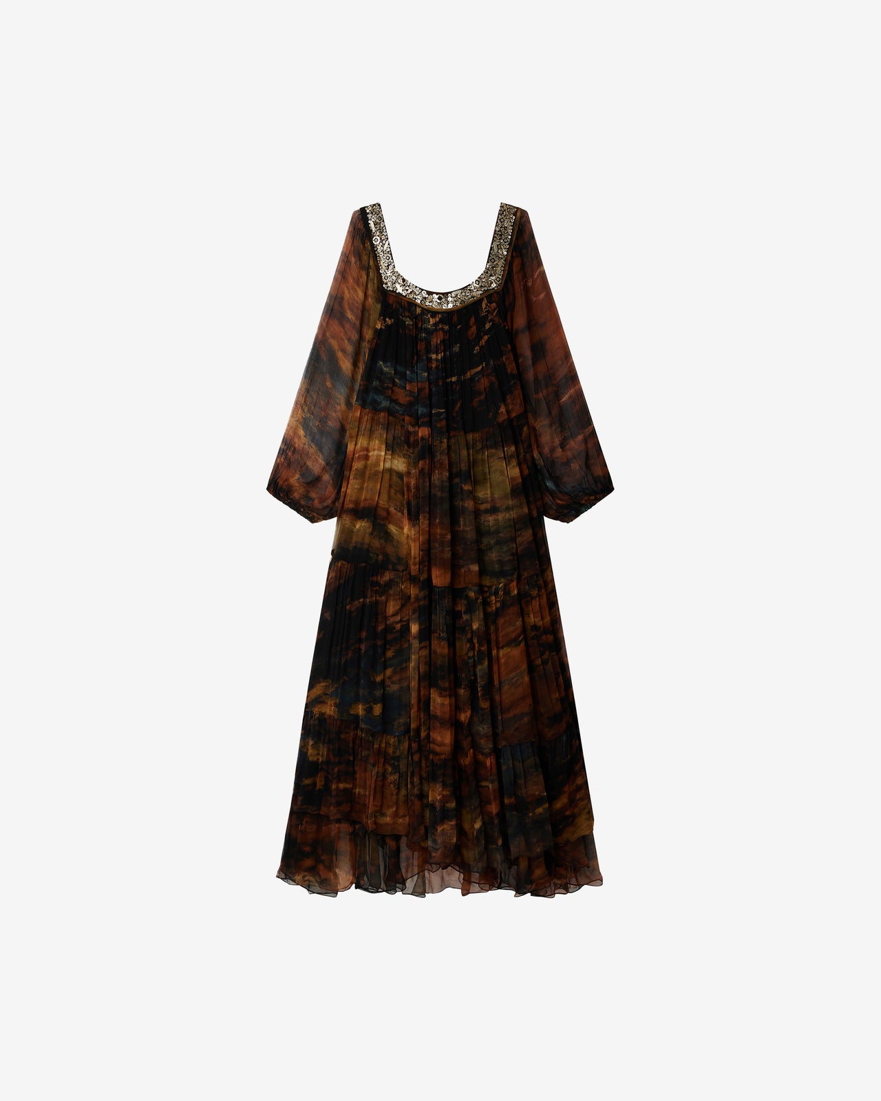 Robe Luith - Marron : Robe longue en viscose chiffon tie & dye – Multicolore Mes Demoiselles - Image 5