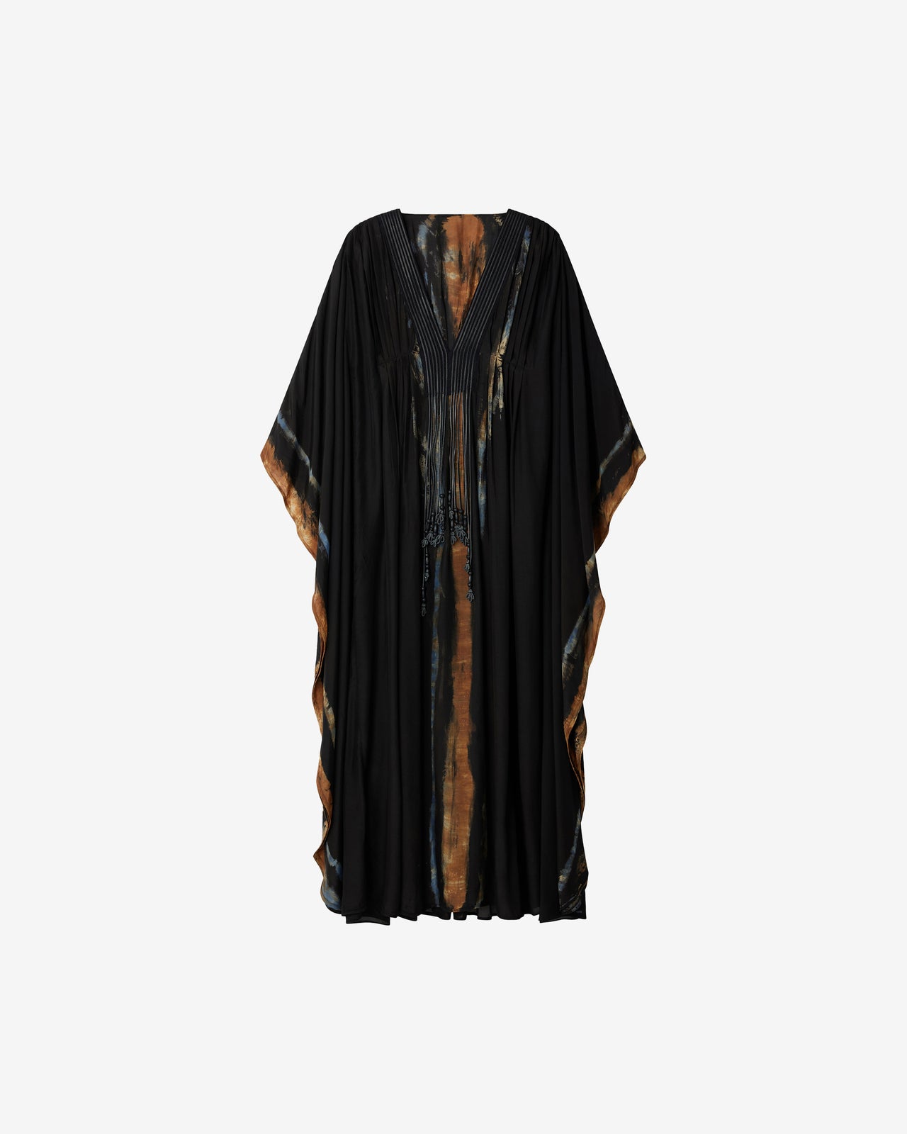 Robe Luri - Ocre : Caftan en viscose fluide tie & dye – Bleu et ocre Mes Demoiselles - Image 5
