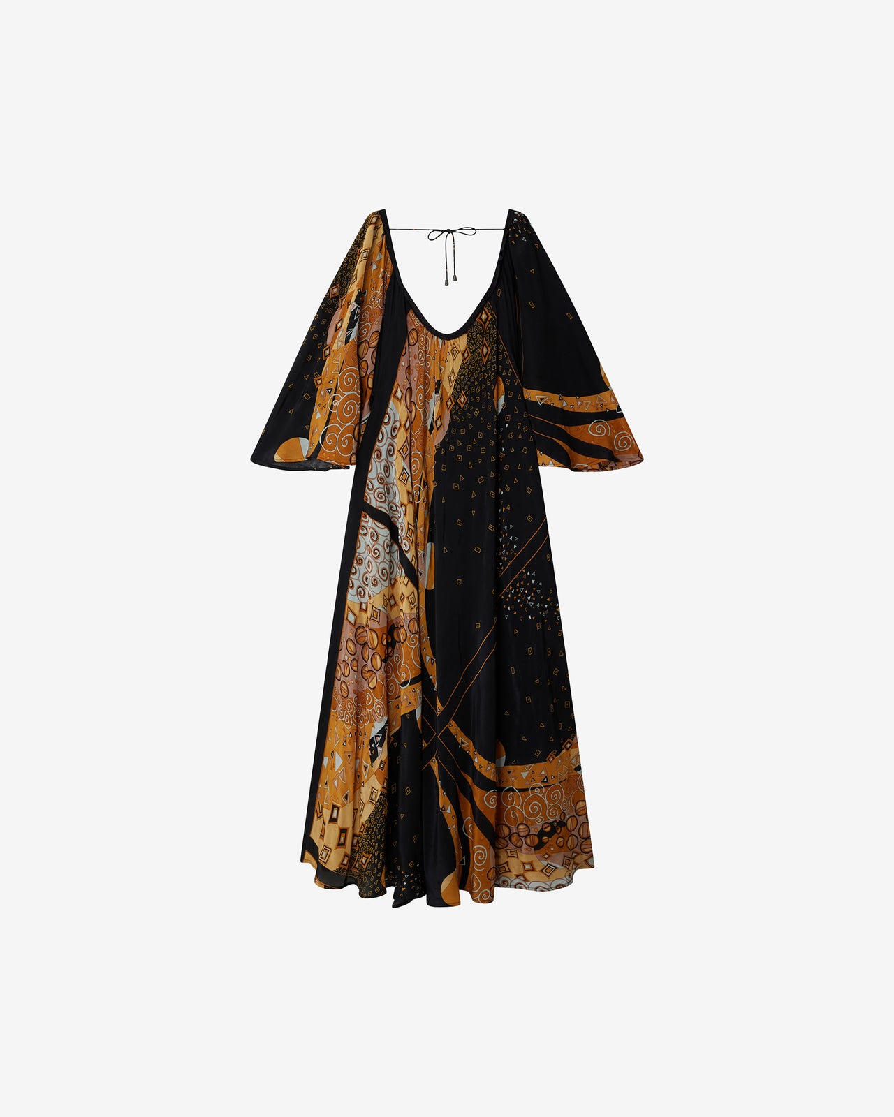 Robe Mally - Ocre : Robe longue imprimé placé – Noir et ocre Mes Demoiselles - Image 6
