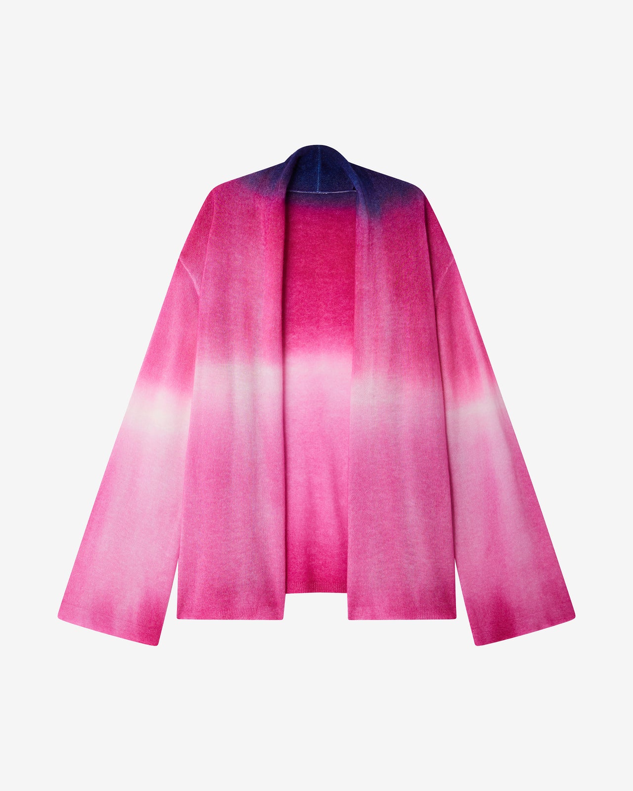 Cardigan kimono en laine mélangée tie & dye – Rose dégradé - Pulls & gilets Mes Demoiselles - Image 7