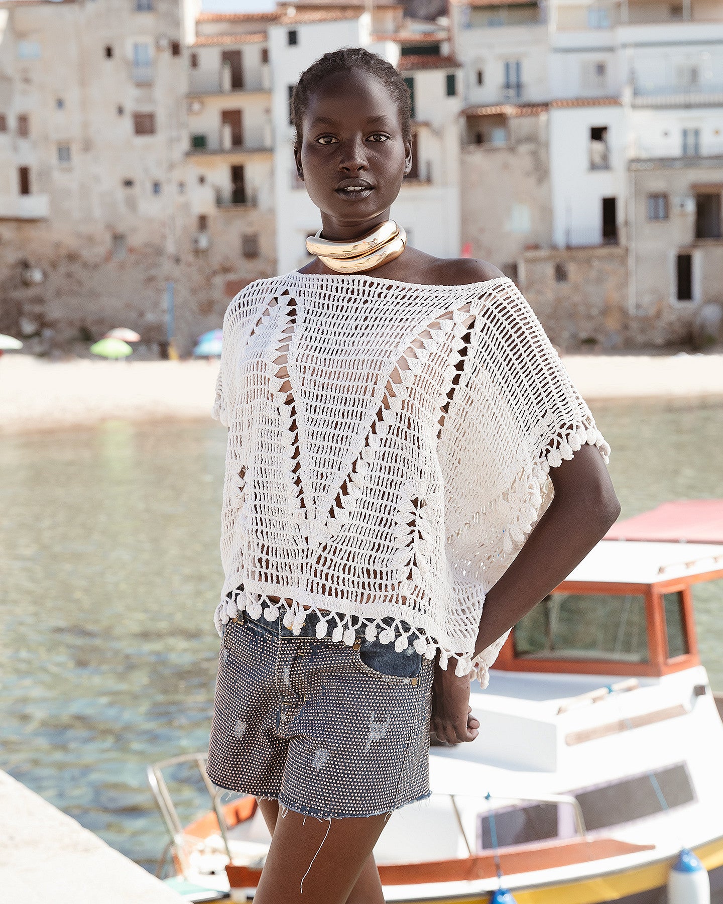 Top Wolf - Ivoire : Top au crochet écru en maille filet Mes Demoiselles